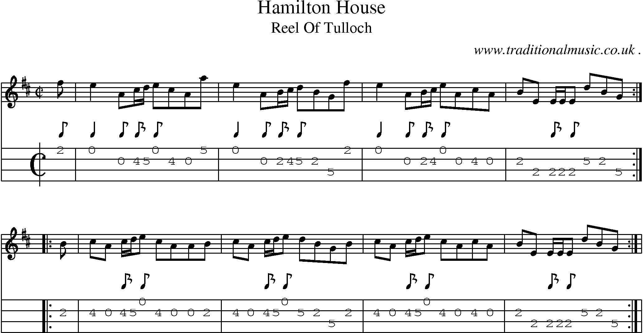 Sheet-Music and Mandolin Tabs for Hamilton House