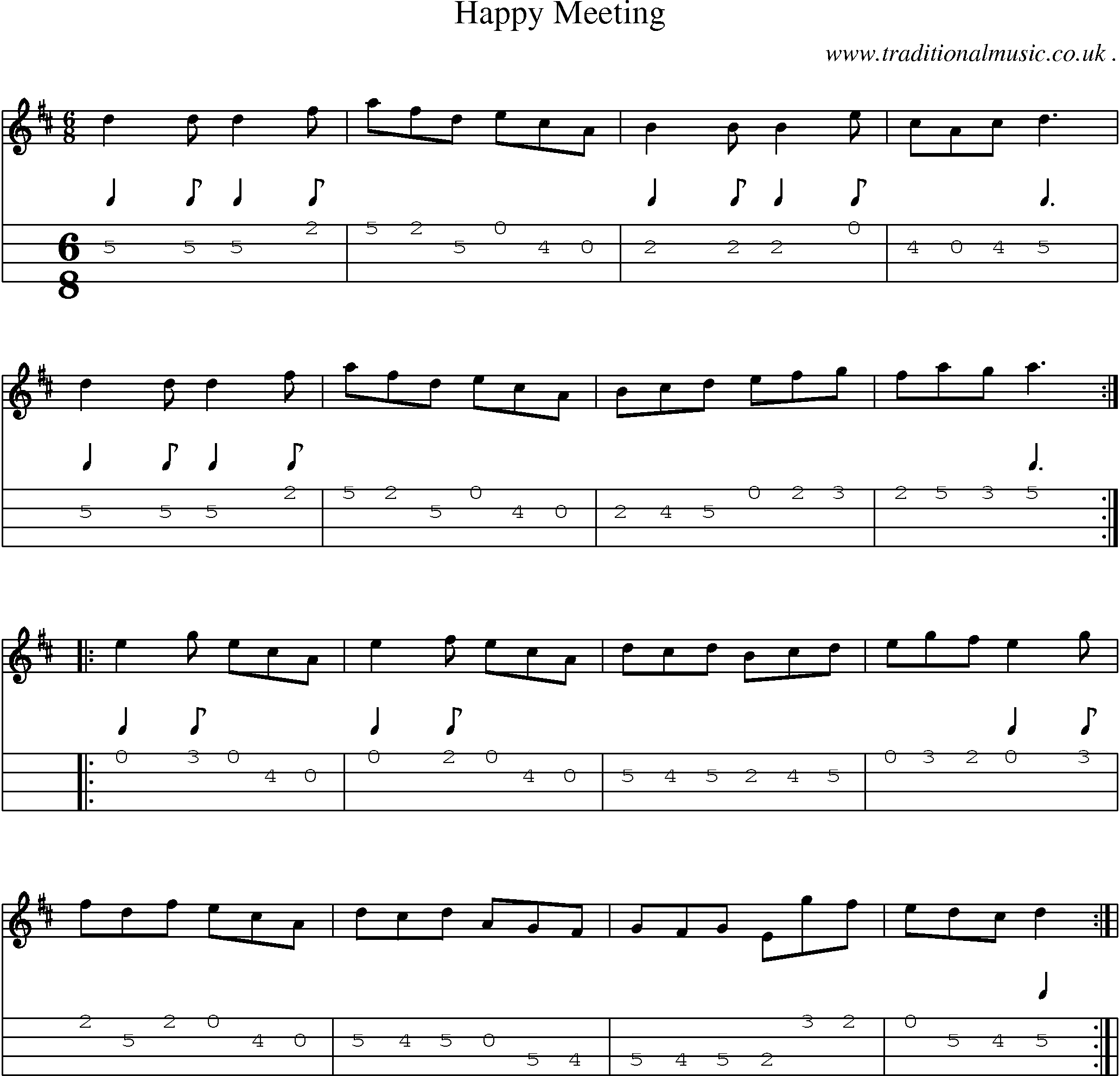 Sheet-Music and Mandolin Tabs for Happy Meeting