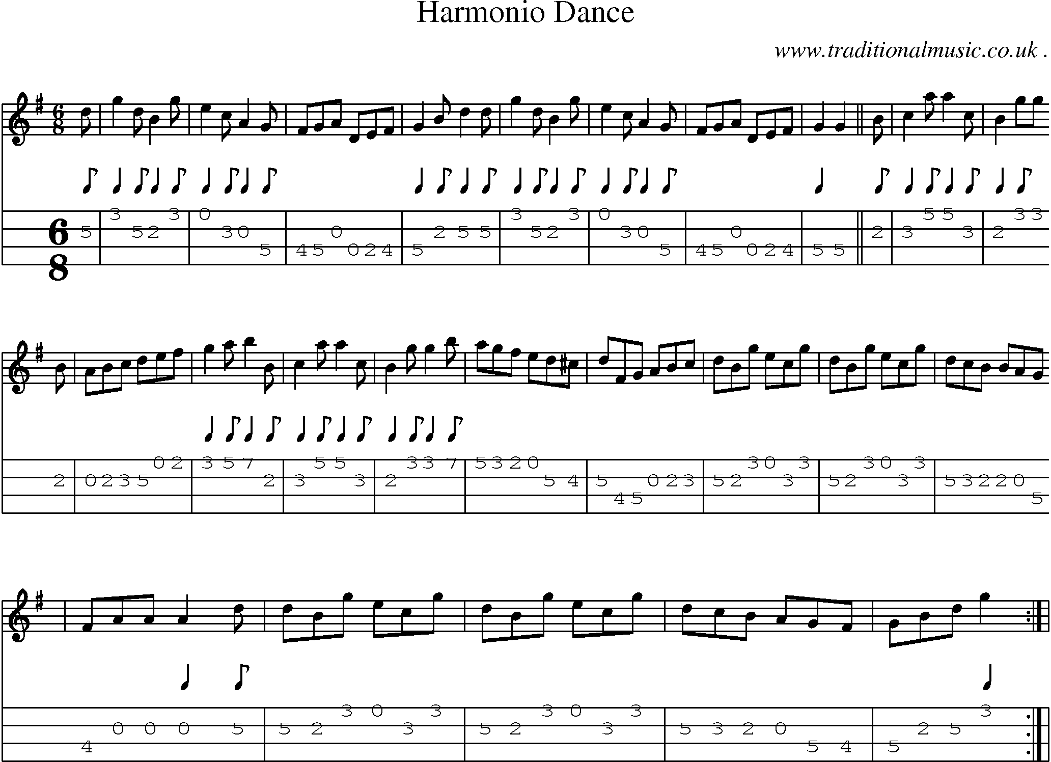 Sheet-Music and Mandolin Tabs for Harmonio Dance