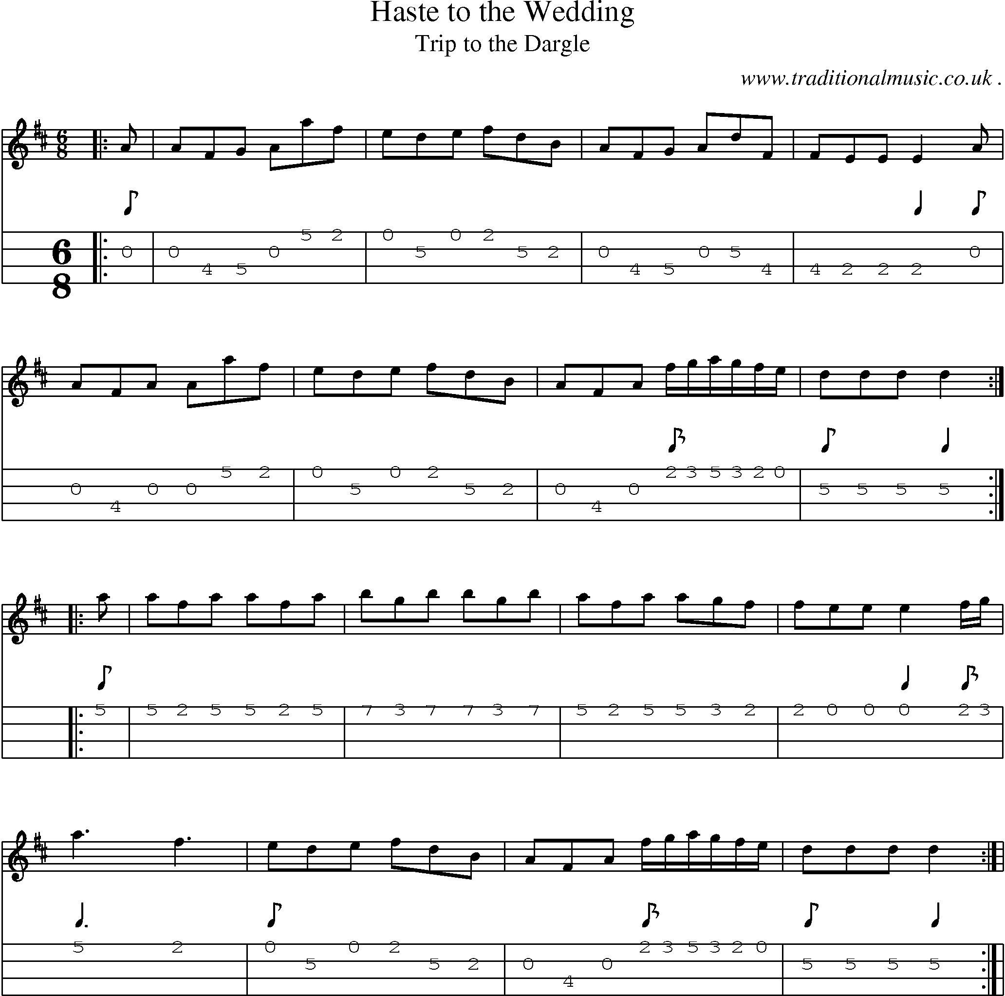 Sheet-Music and Mandolin Tabs for Haste To The Wedding