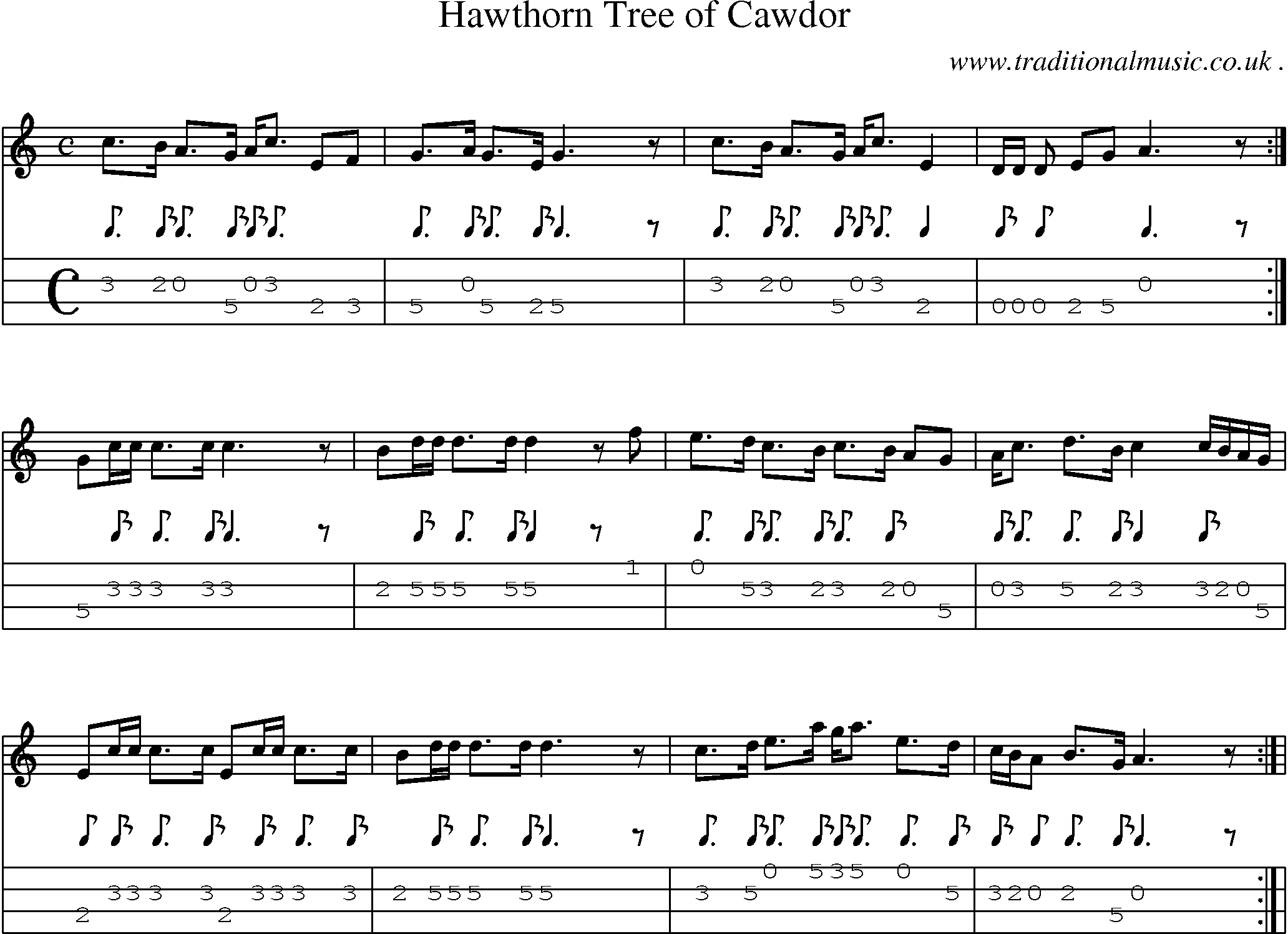 Sheet-Music and Mandolin Tabs for Hawthorn Tree Of Cawdor