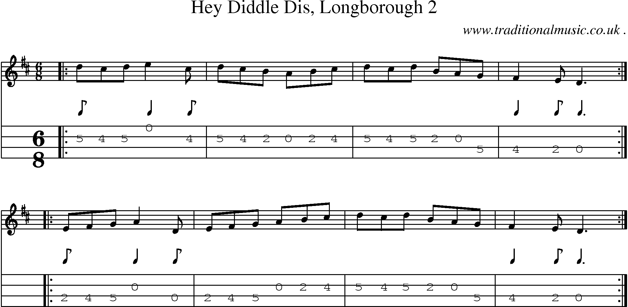 Sheet-Music and Mandolin Tabs for Hey Diddle Dis Longborough 2