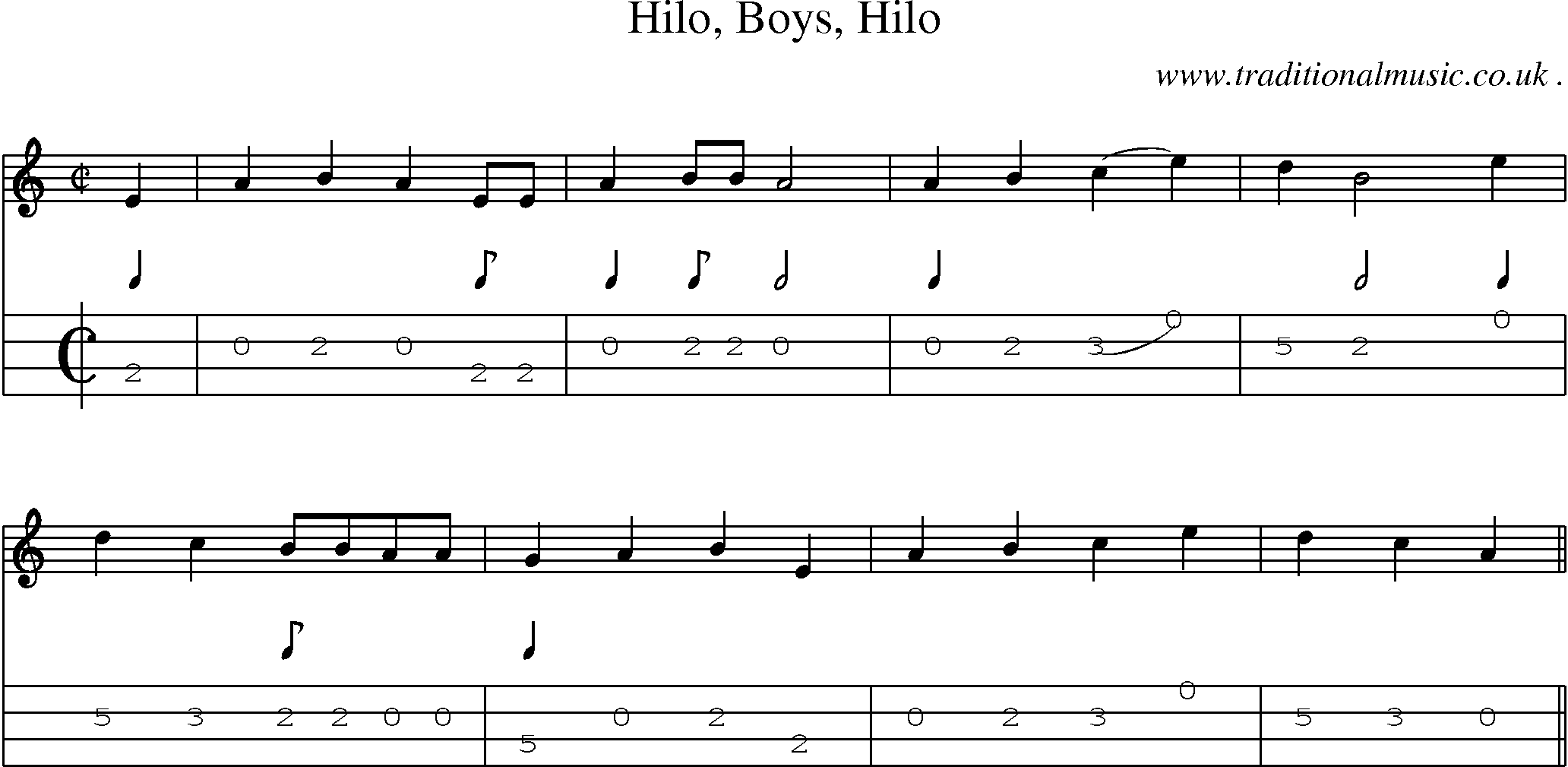 Sheet-Music and Mandolin Tabs for Hilo Boys Hilo