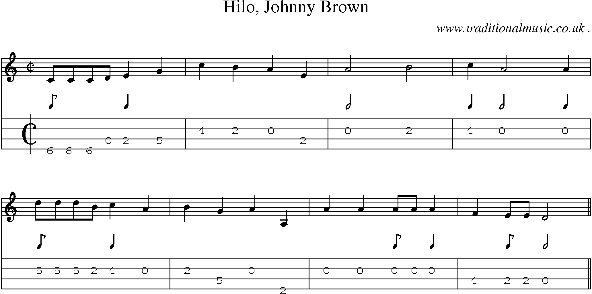 Sheet-Music and Mandolin Tabs for Hilo Johnny Brown