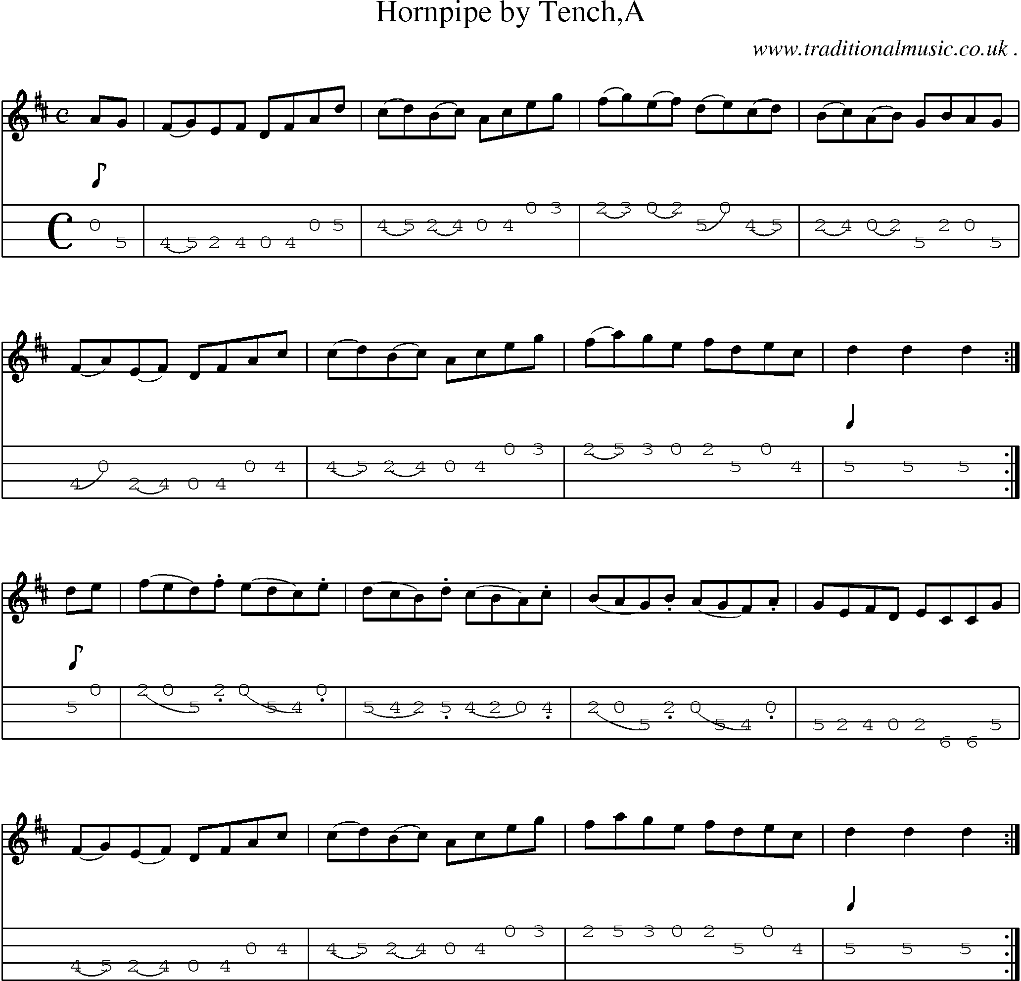 Sheet-Music and Mandolin Tabs for Hornpipe By Tencha
