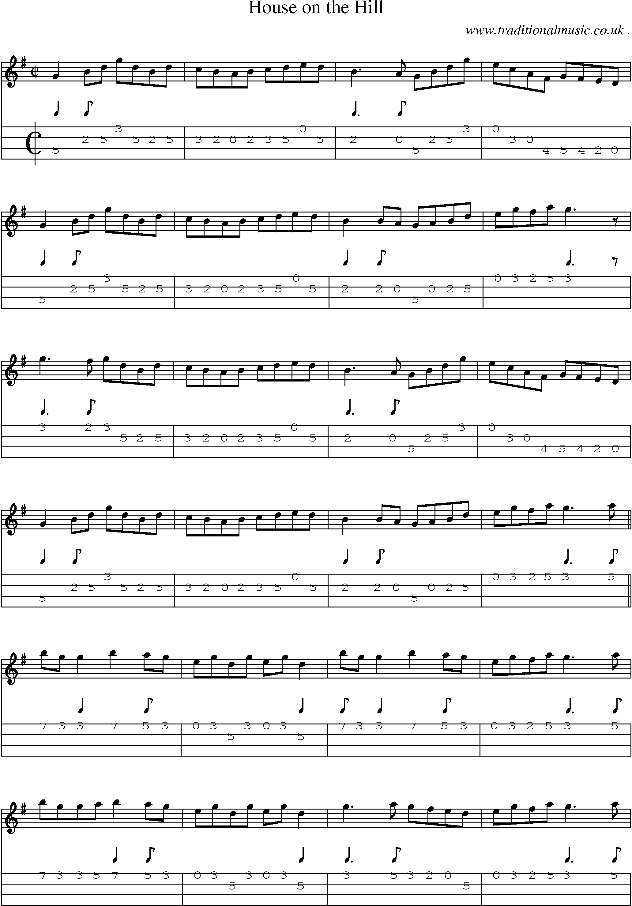 Sheet-Music and Mandolin Tabs for House On The Hill