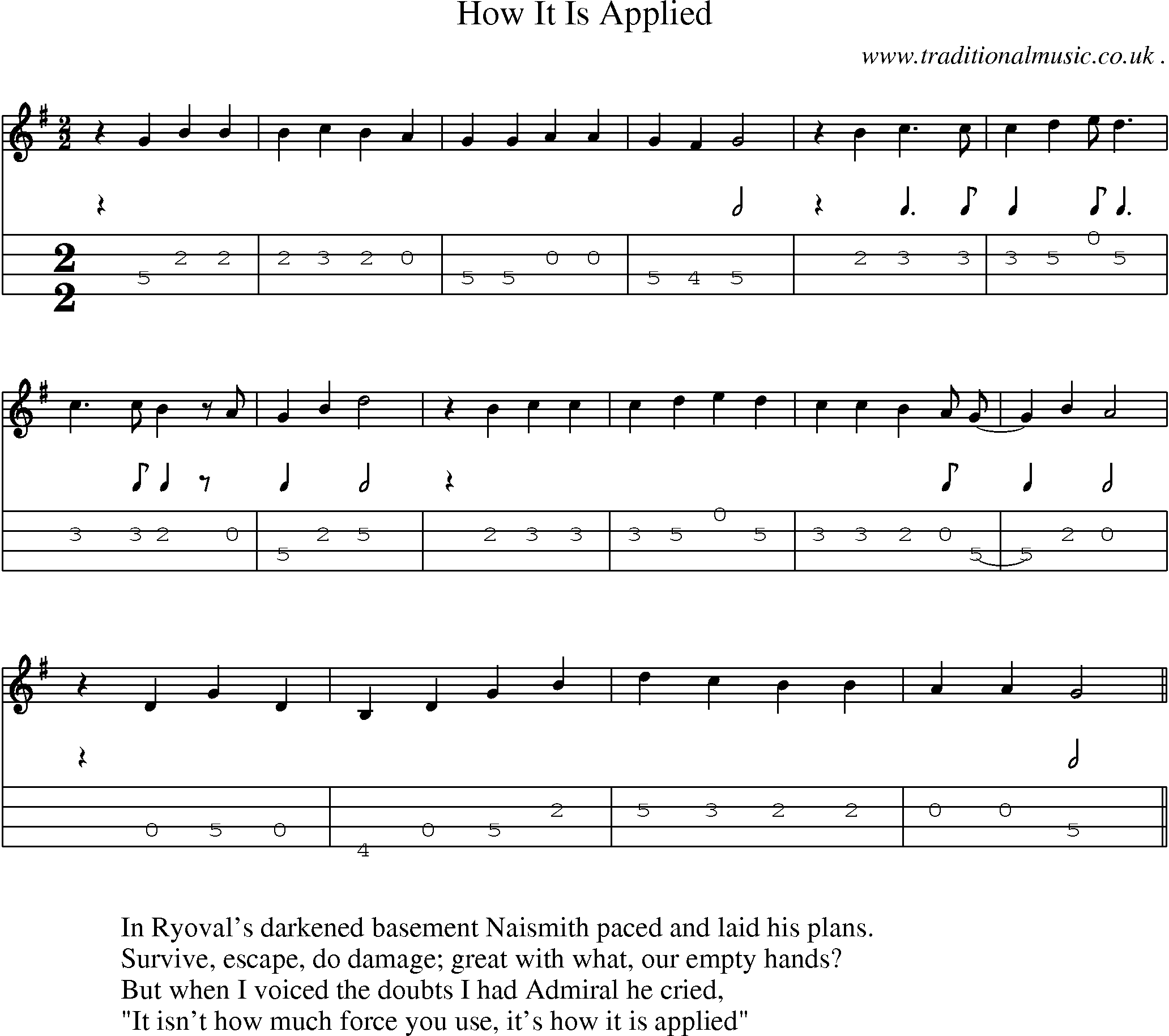 Sheet-Music and Mandolin Tabs for How It Is Applied