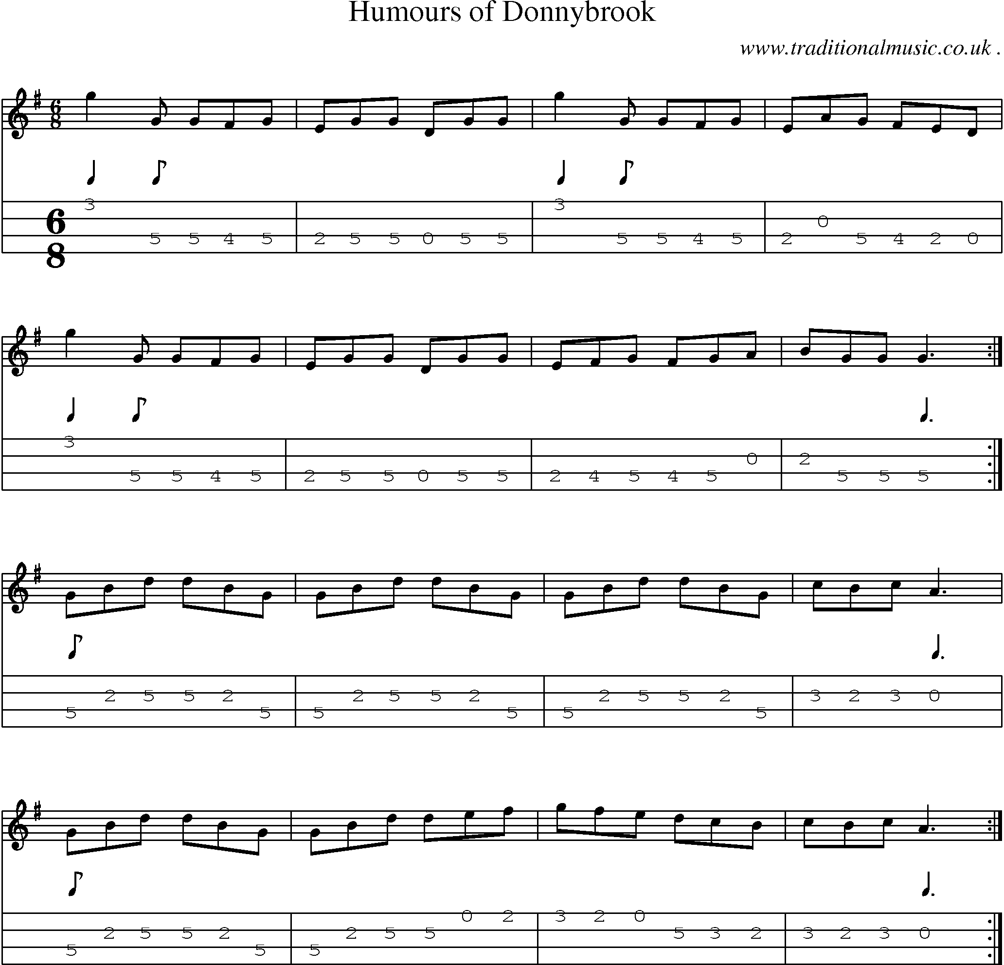 Sheet-Music and Mandolin Tabs for Humours Of Donnybrook