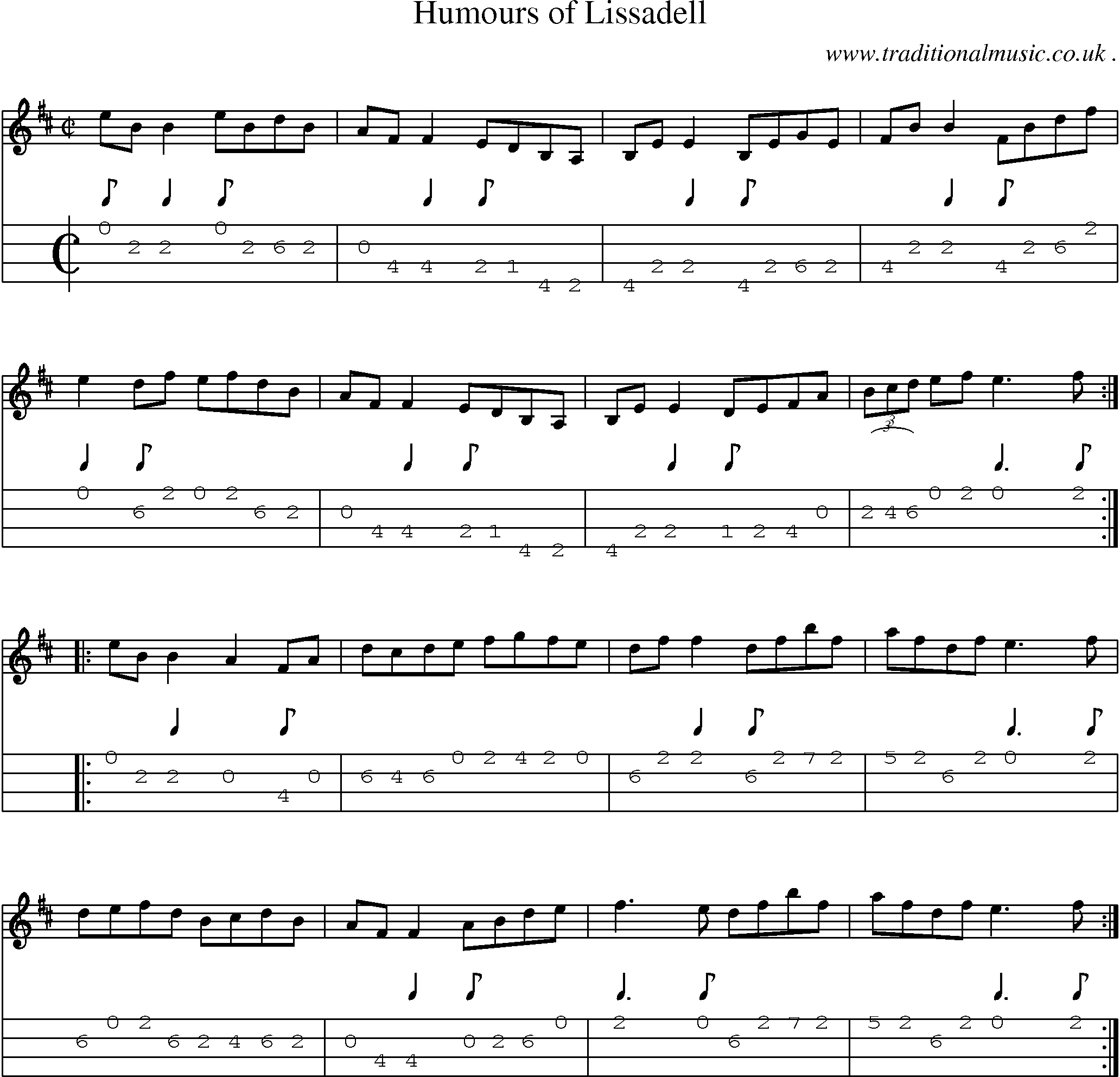 Sheet-Music and Mandolin Tabs for Humours Of Lissadell