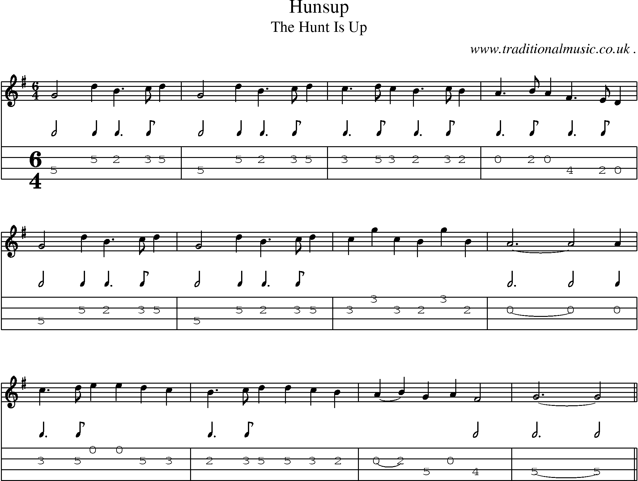 Sheet-Music and Mandolin Tabs for Hunsup