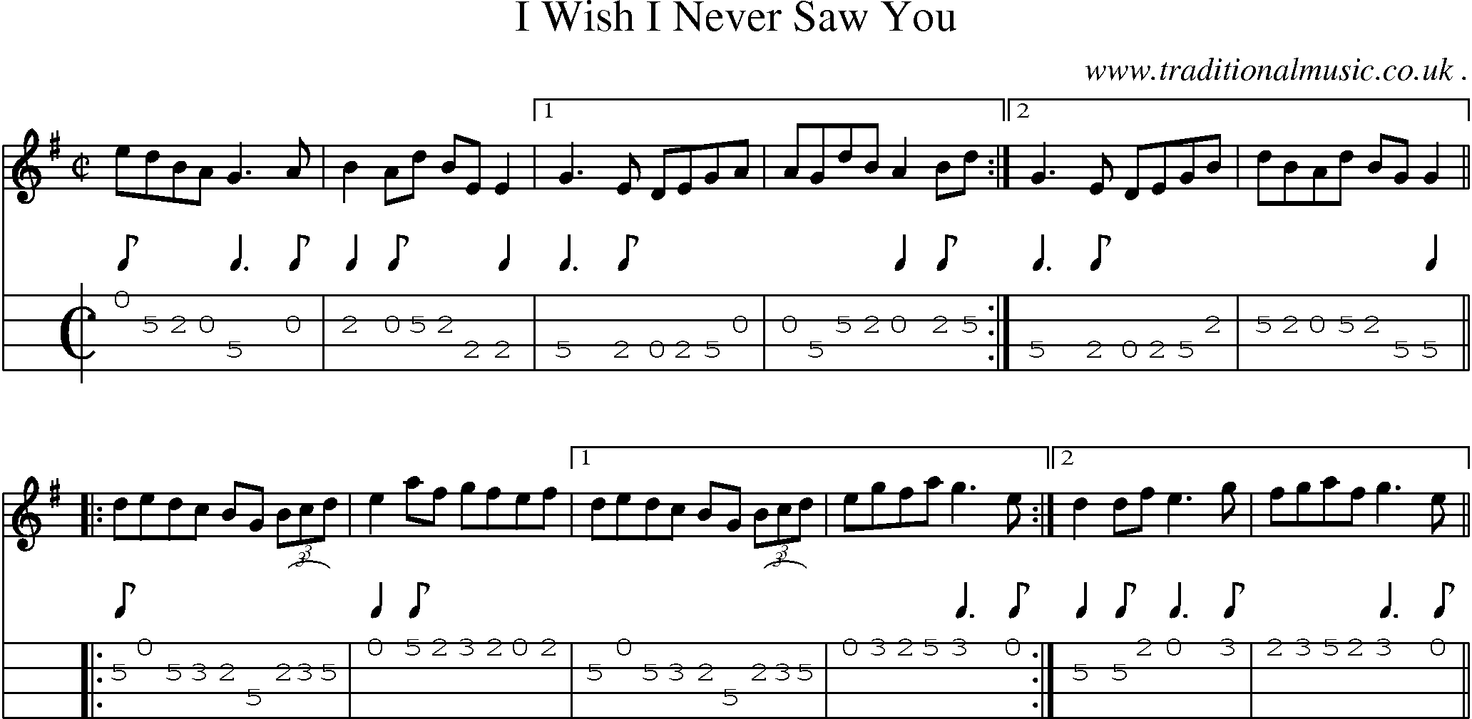 Sheet-Music and Mandolin Tabs for I Wish I Never Saw You