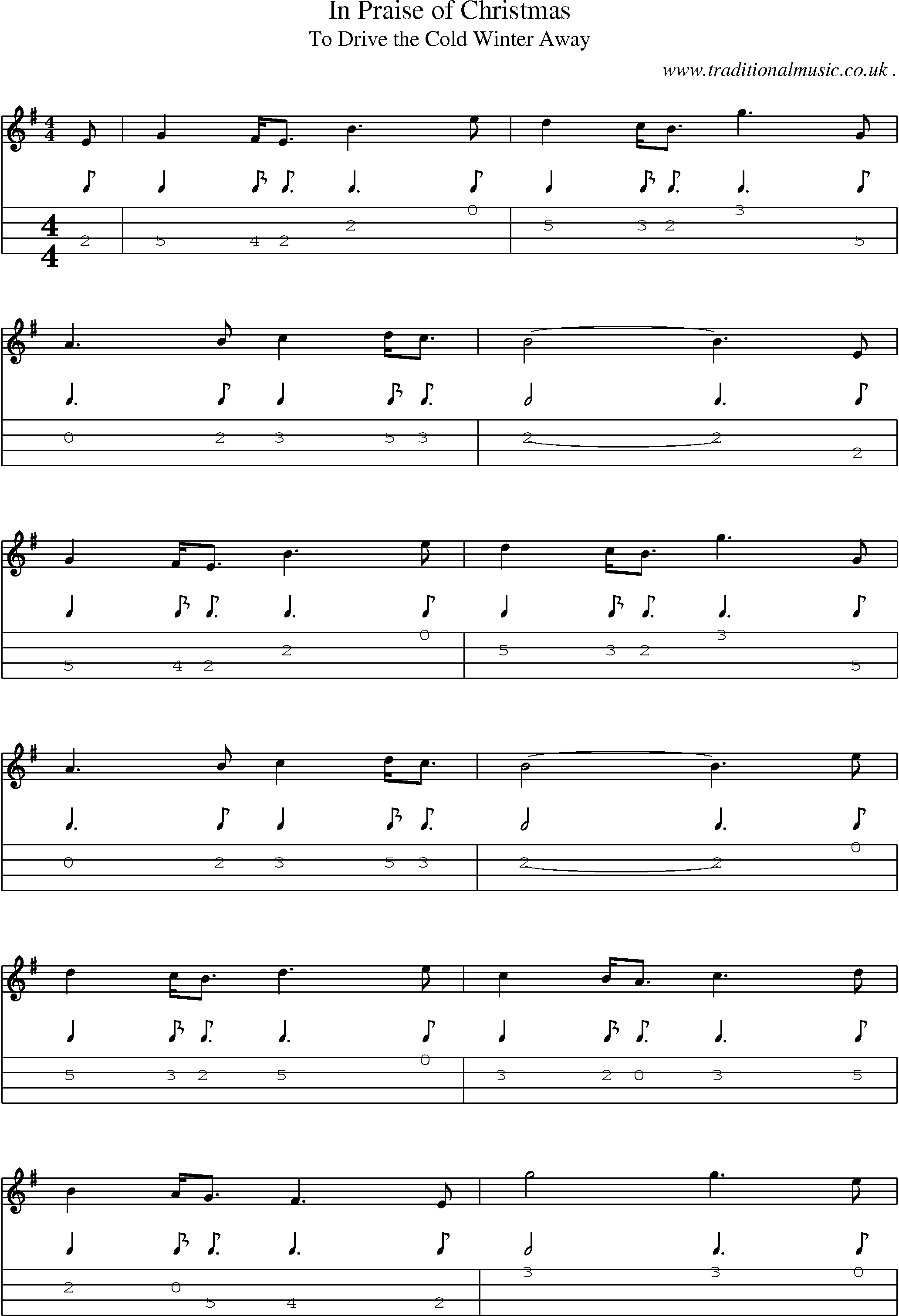 Sheet-Music and Mandolin Tabs for In Praise Of Christmas