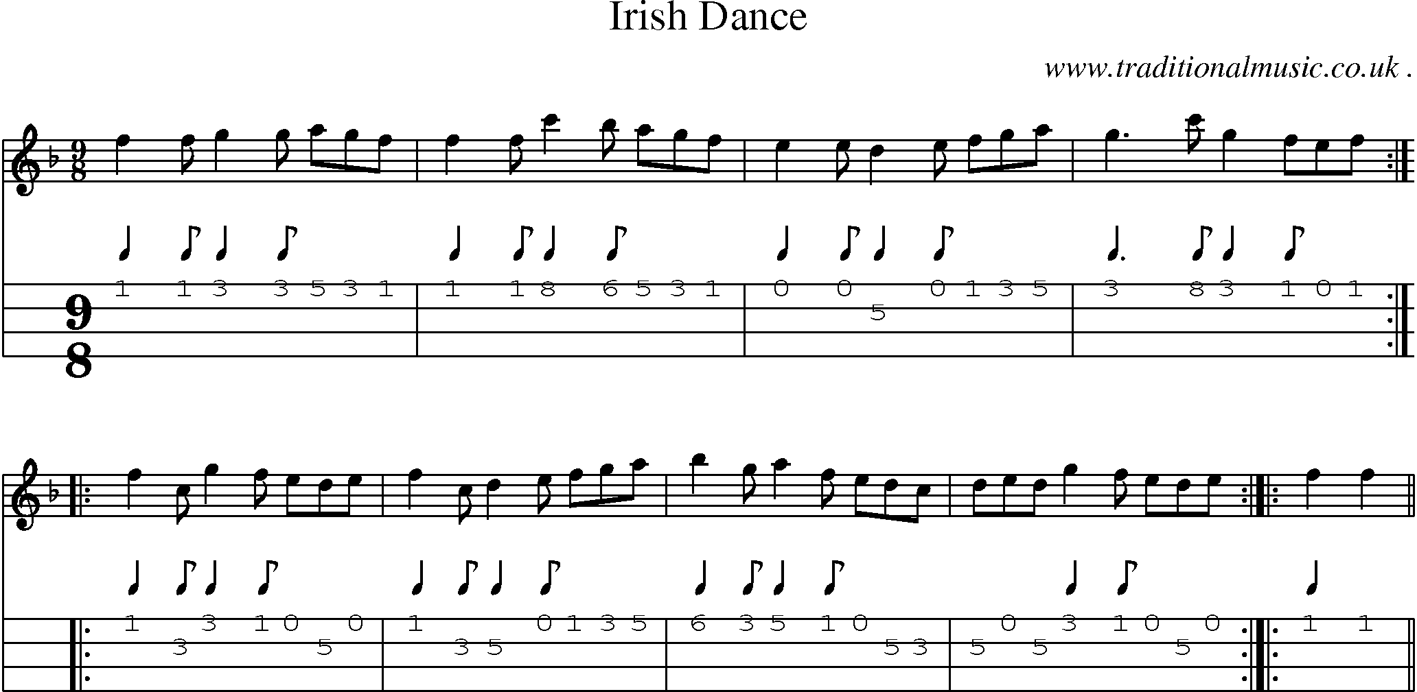 Sheet-Music and Mandolin Tabs for Irish Dance