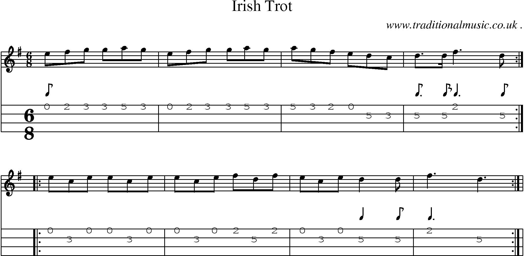 Sheet-Music and Mandolin Tabs for Irish Trot
