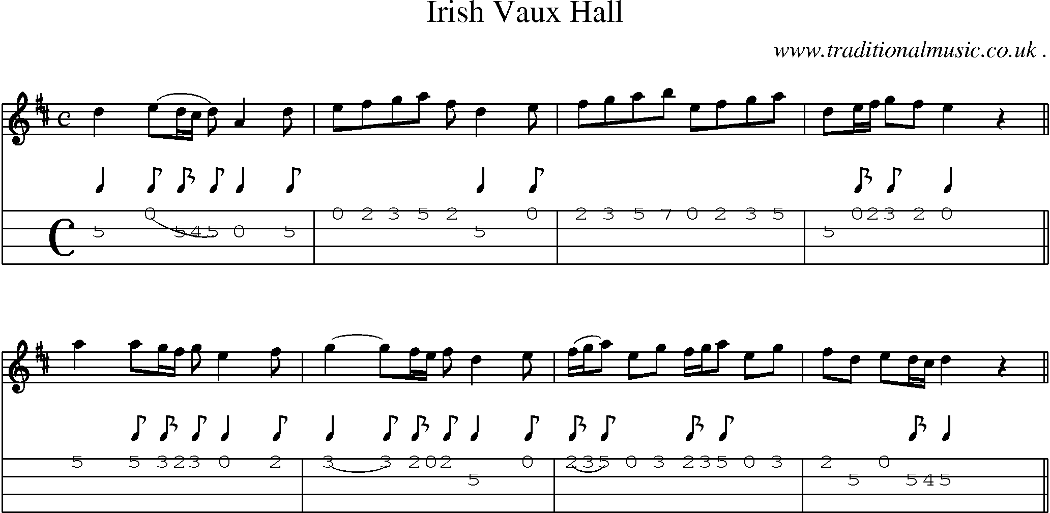 Sheet-Music and Mandolin Tabs for Irish Vaux Hall