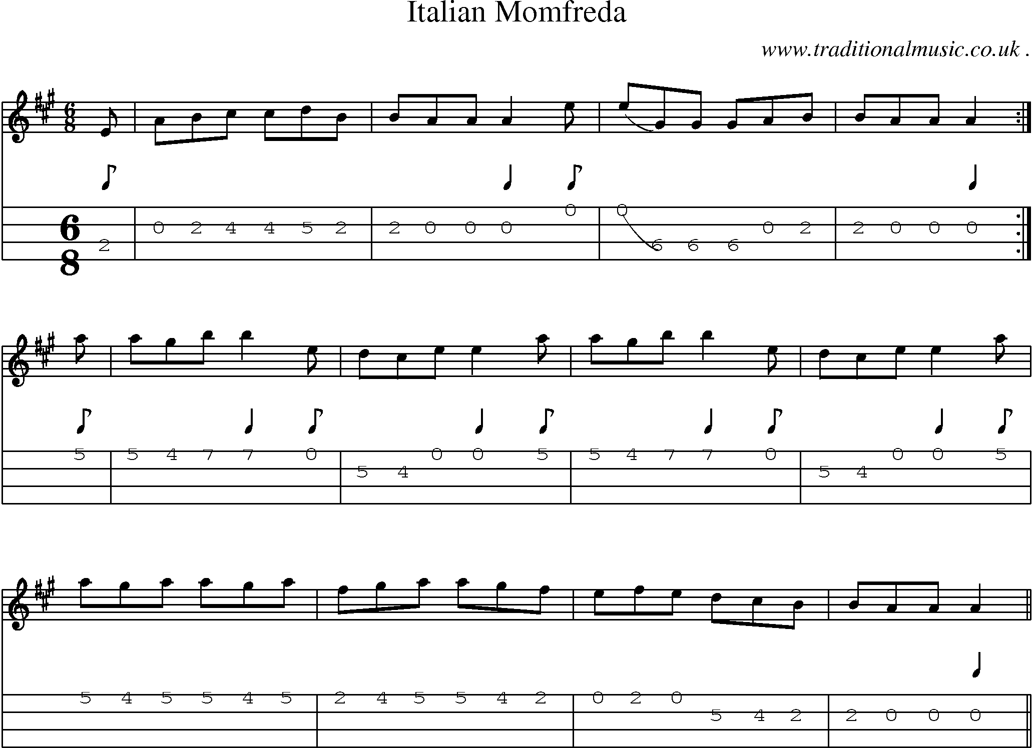 Sheet-Music and Mandolin Tabs for Italian Momfreda