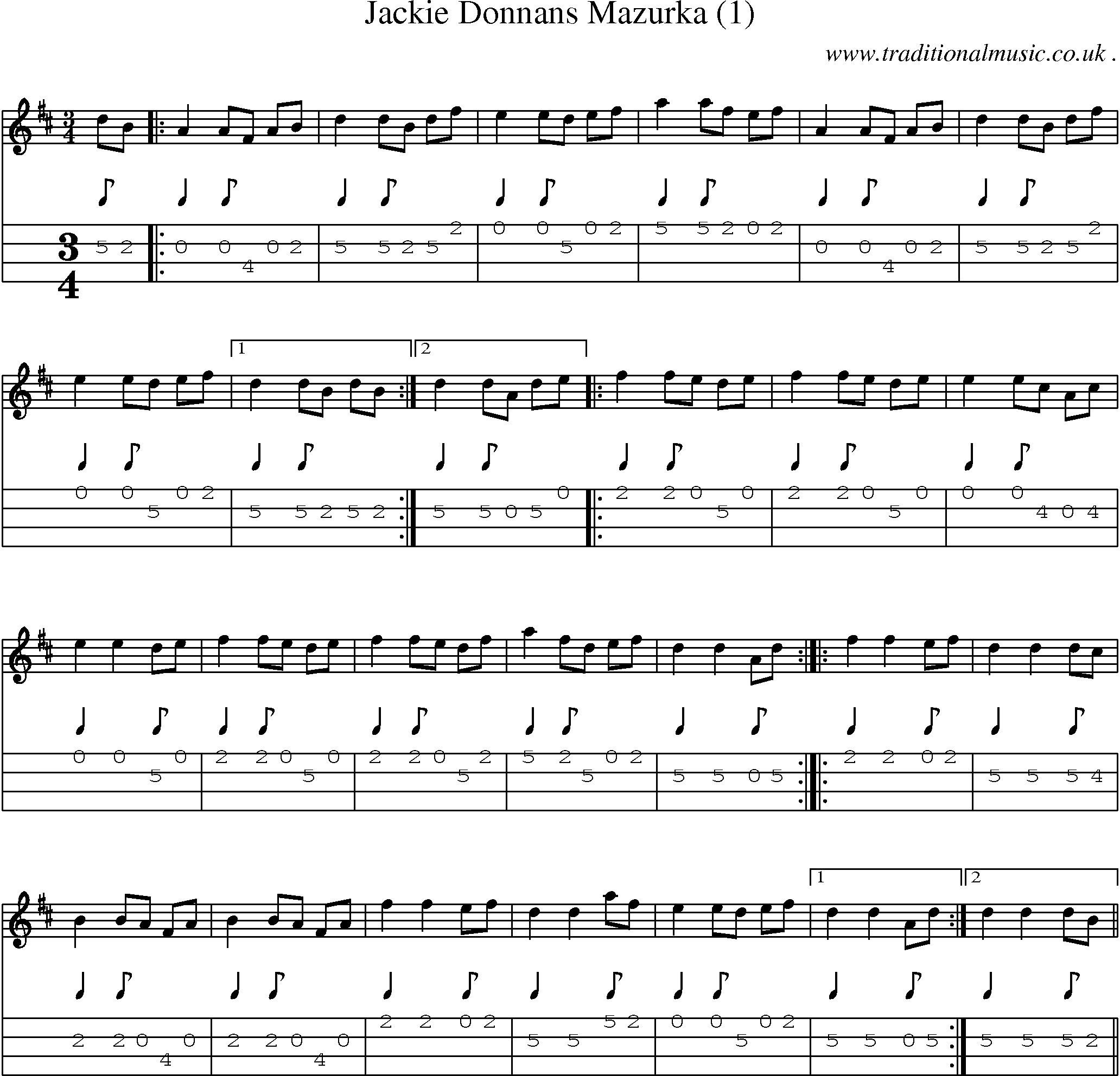 Sheet-Music and Mandolin Tabs for Jackie Donnans Mazurka (1)