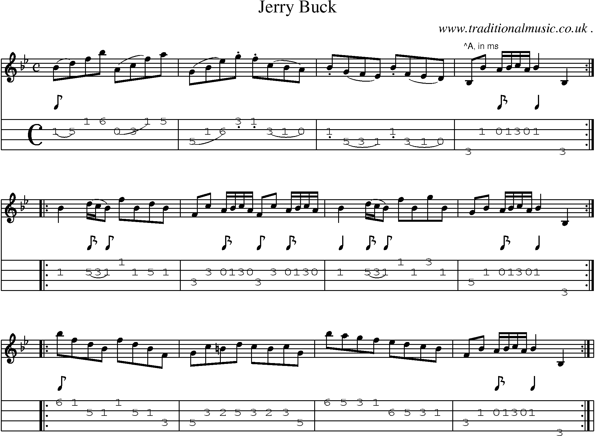 Sheet-Music and Mandolin Tabs for Jerry Buck