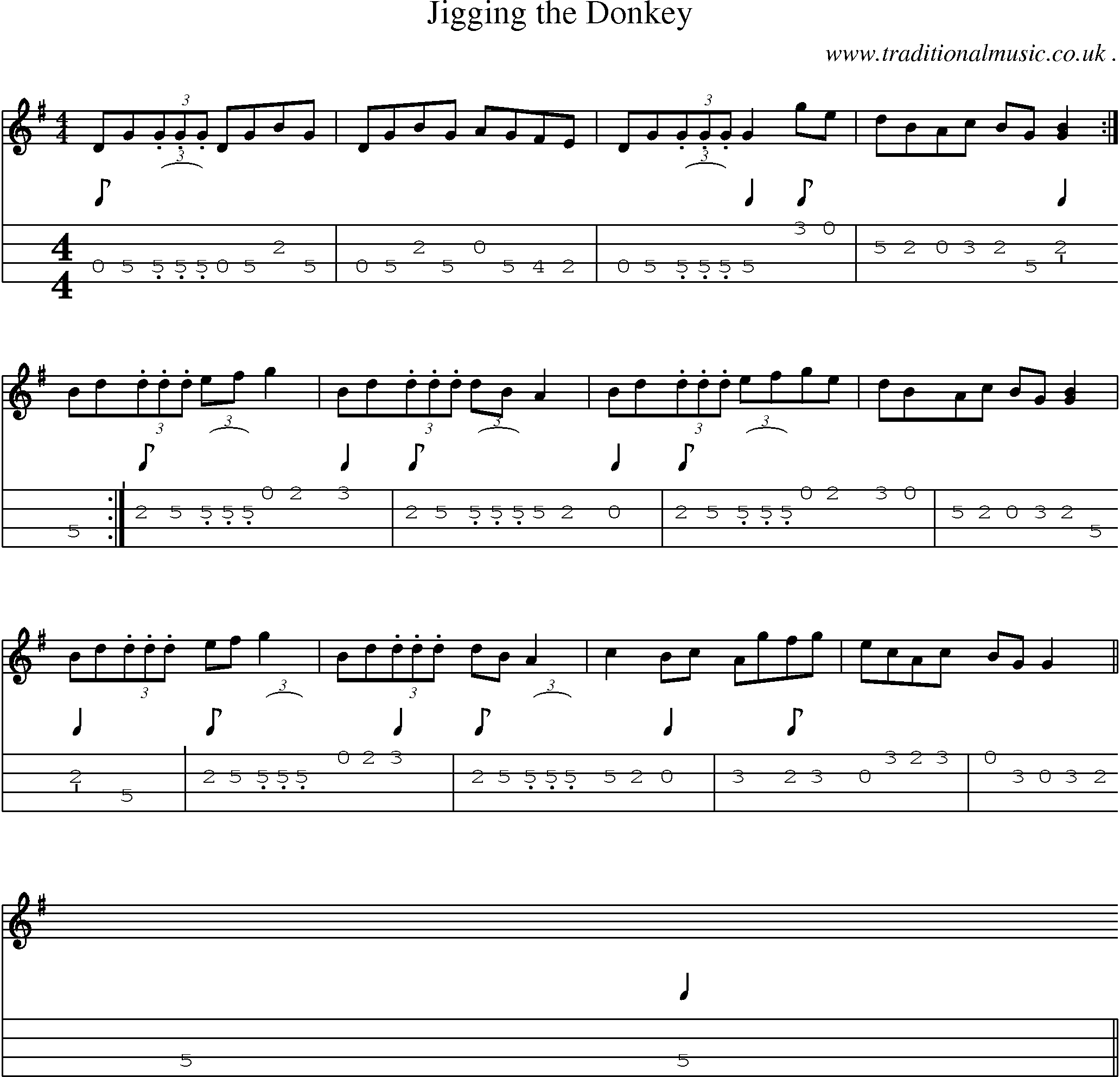 Sheet-Music and Mandolin Tabs for Jigging The Donkey