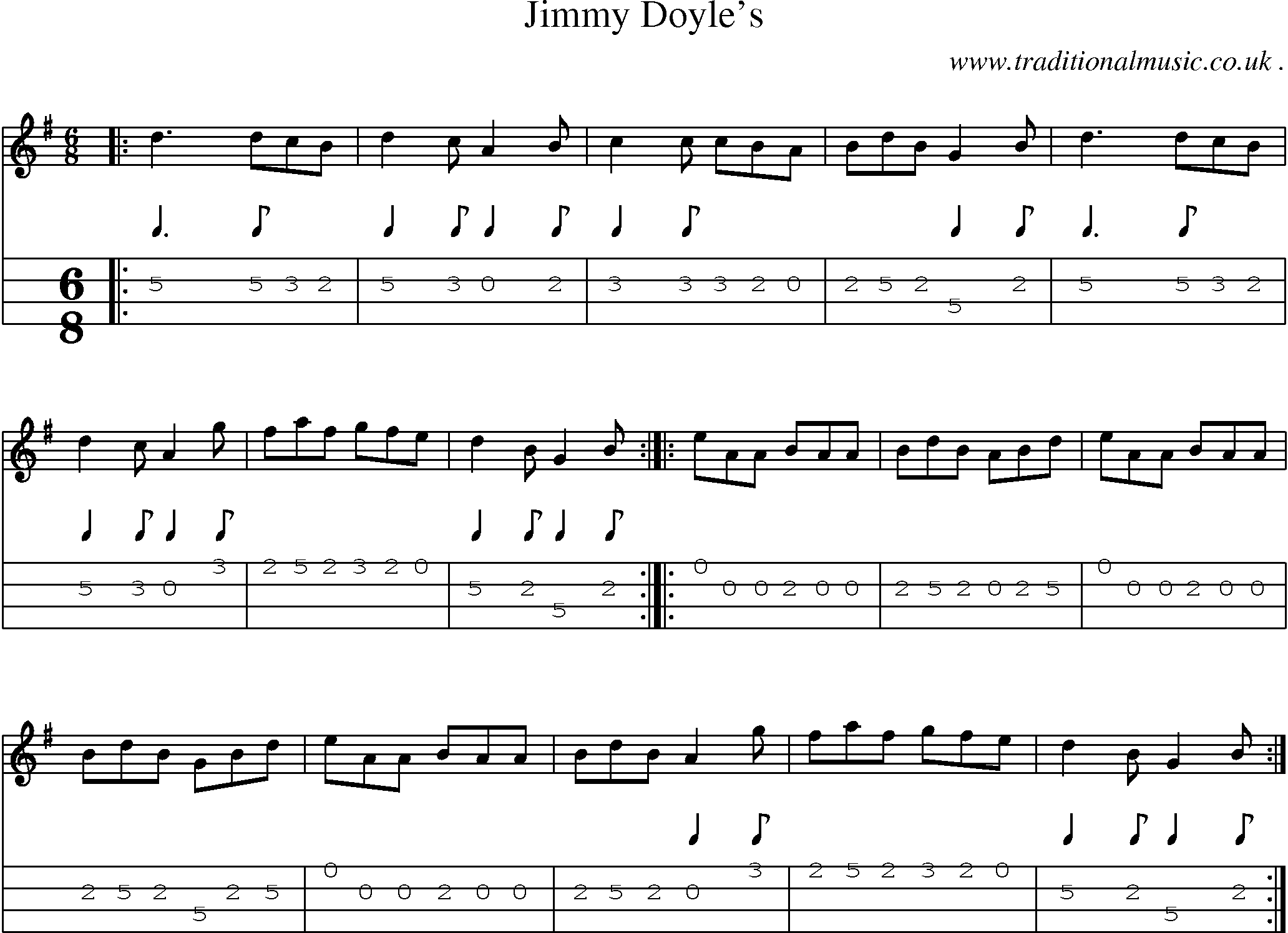 Sheet-Music and Mandolin Tabs for Jimmy Doyles