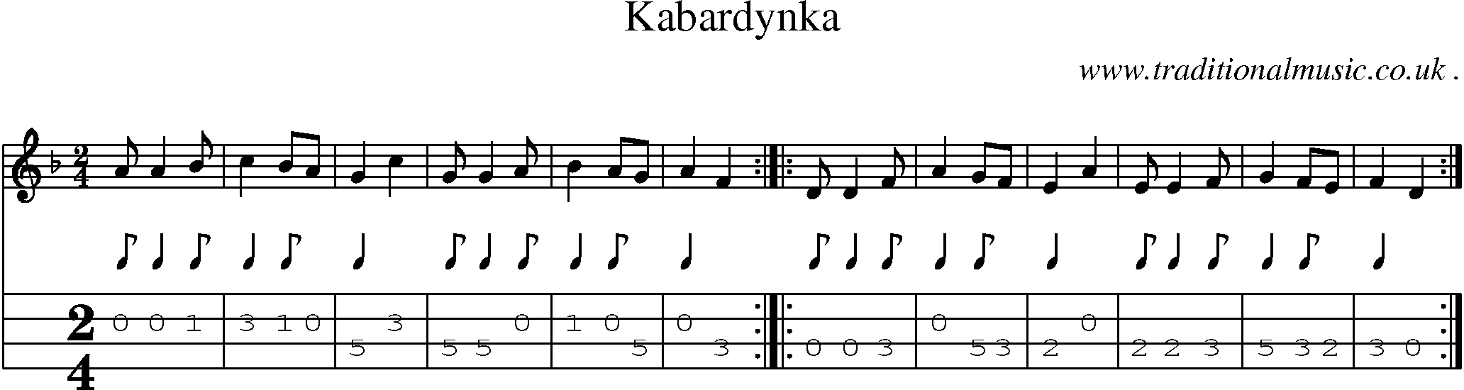 Sheet-Music and Mandolin Tabs for Kabardynka