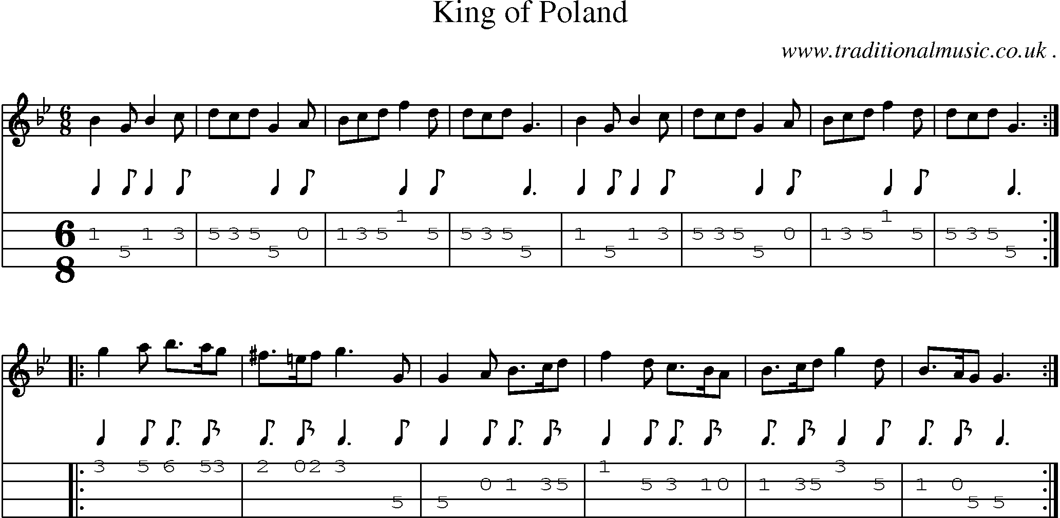 Sheet-Music and Mandolin Tabs for King Of Poland