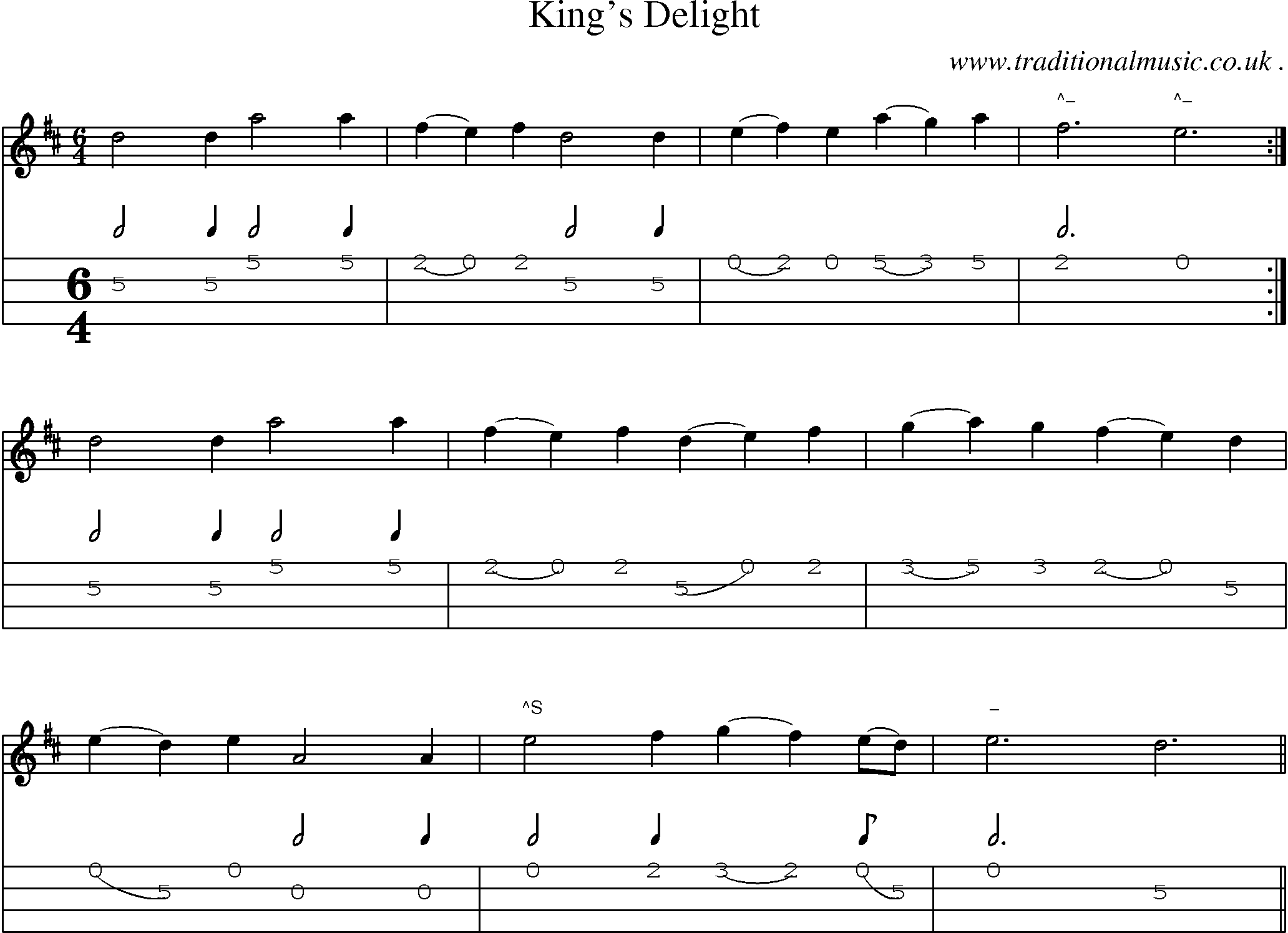 Sheet-Music and Mandolin Tabs for Kings Delight