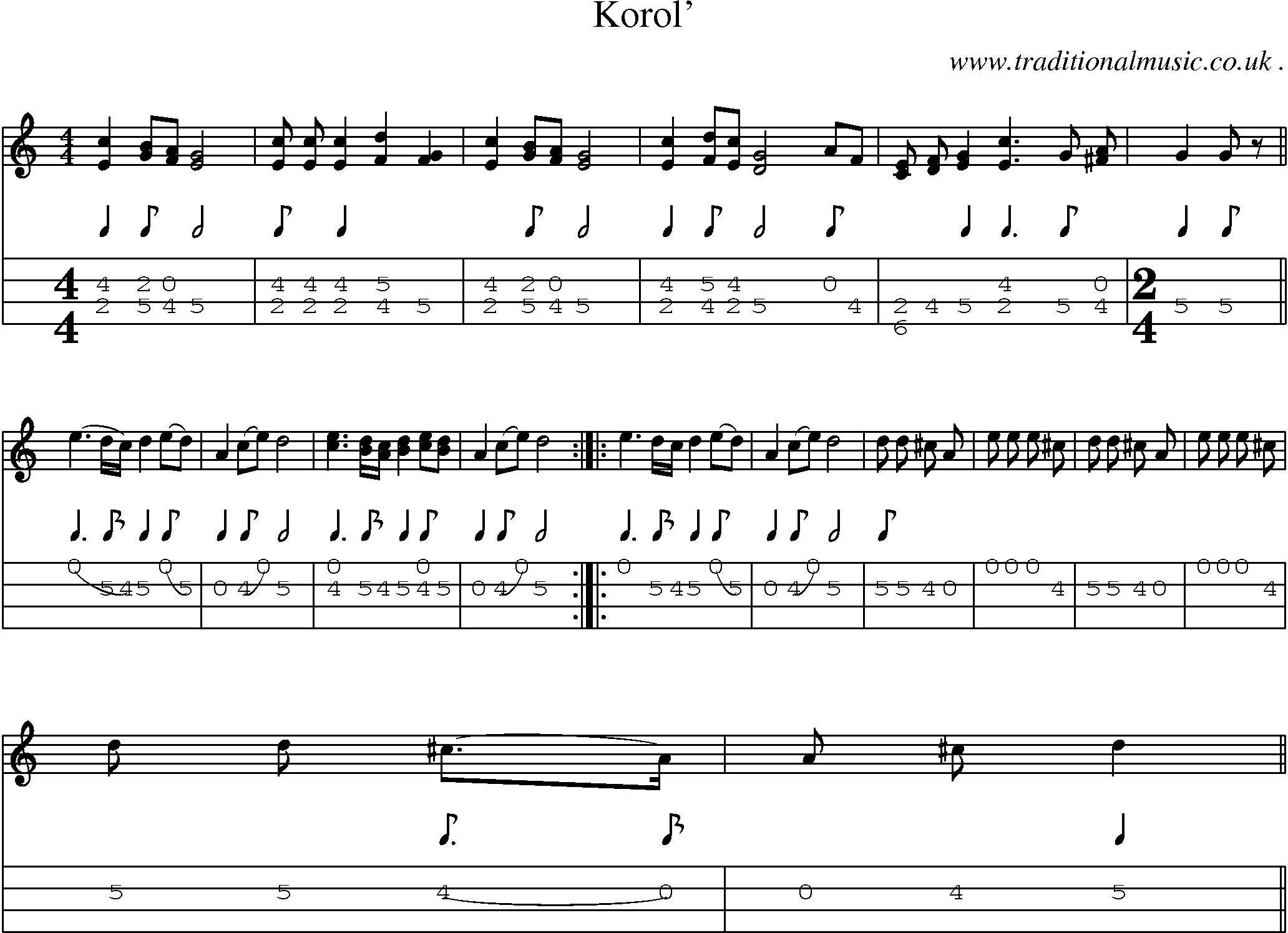 Sheet-Music and Mandolin Tabs for Korol