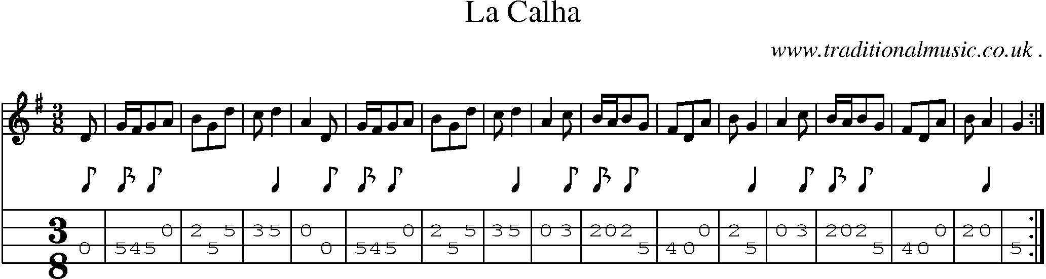 Sheet-Music and Mandolin Tabs for La Calha
