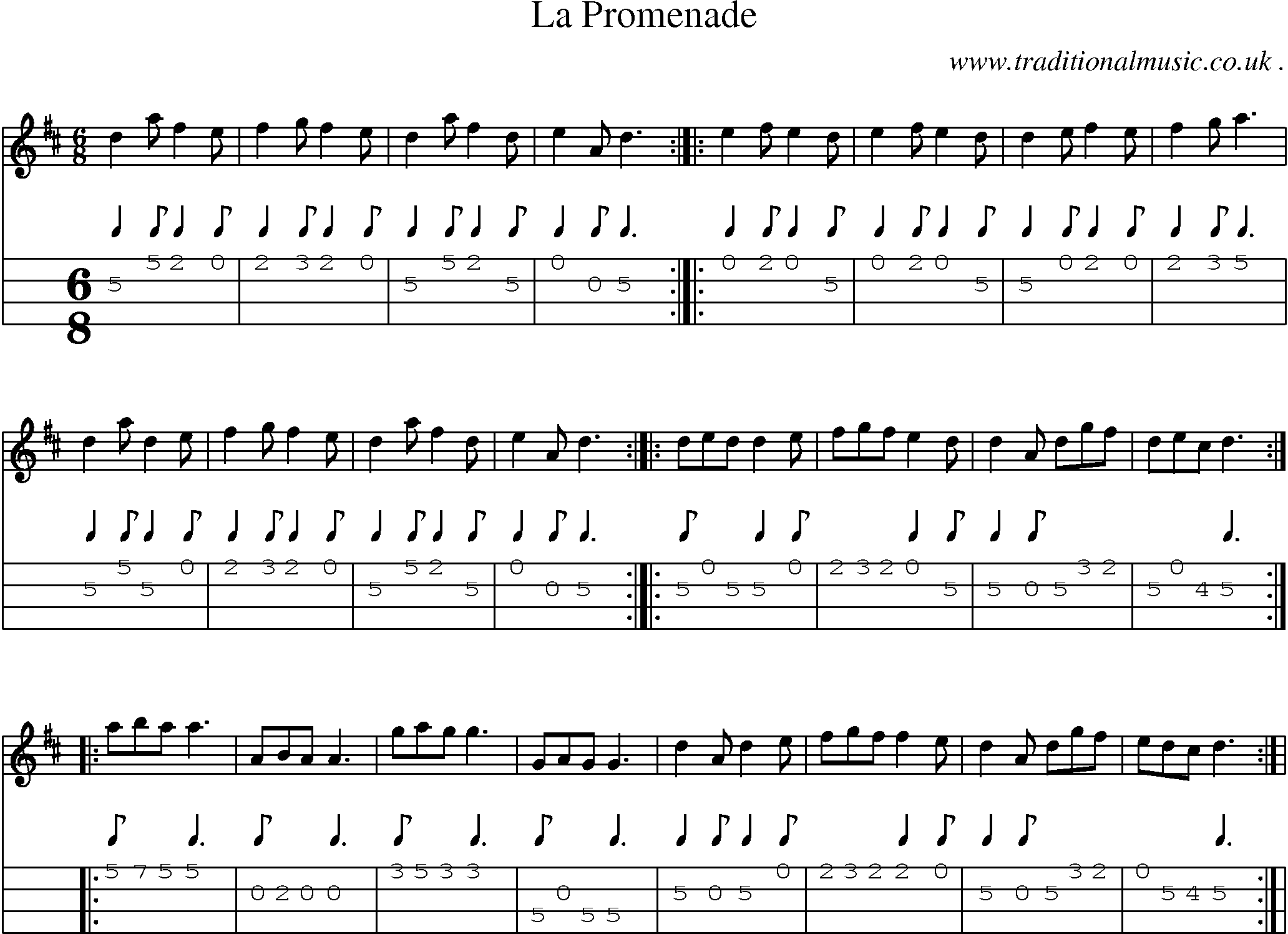 Sheet-Music and Mandolin Tabs for La Promenade