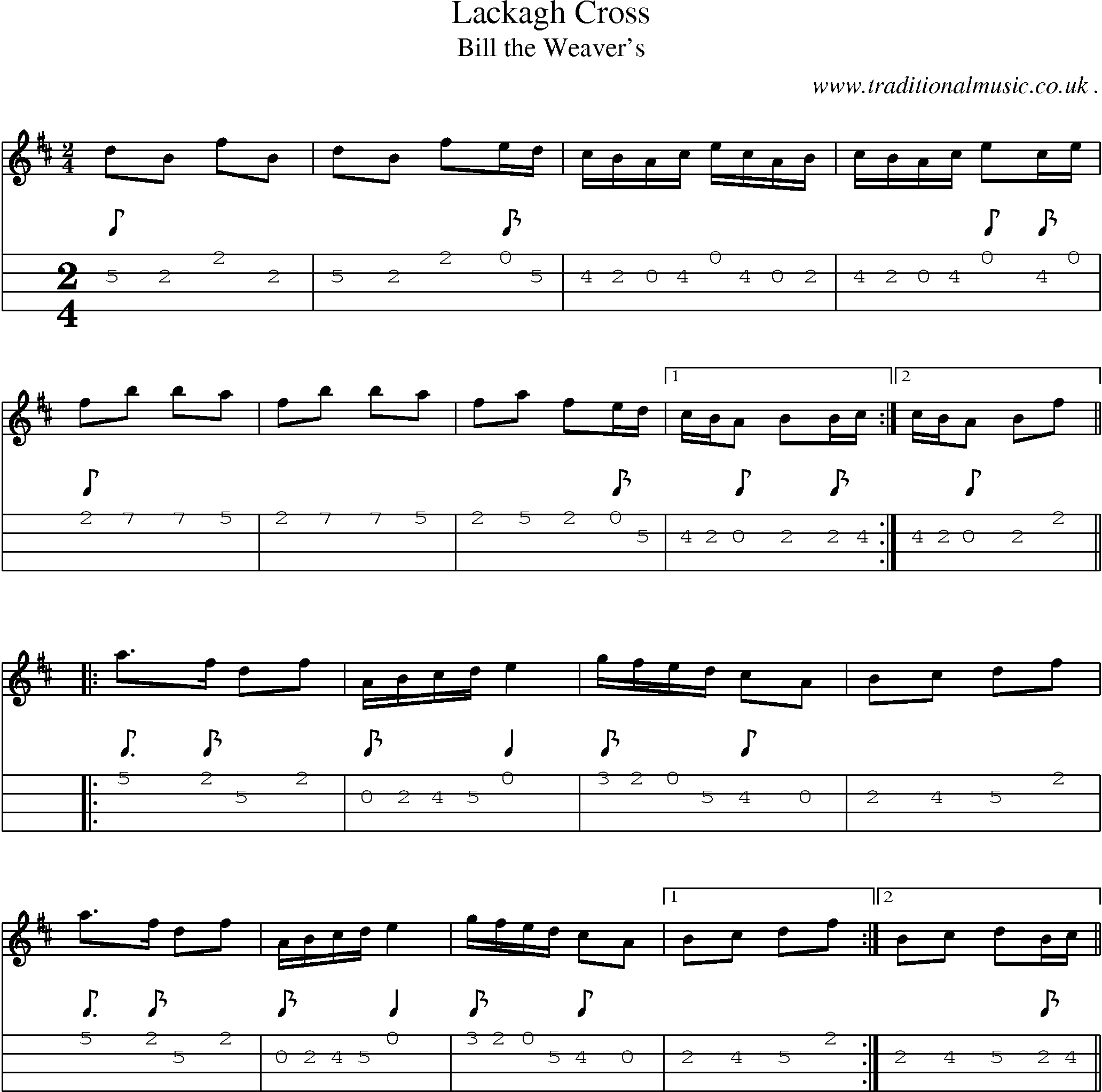 Sheet-Music and Mandolin Tabs for Lackagh Cross