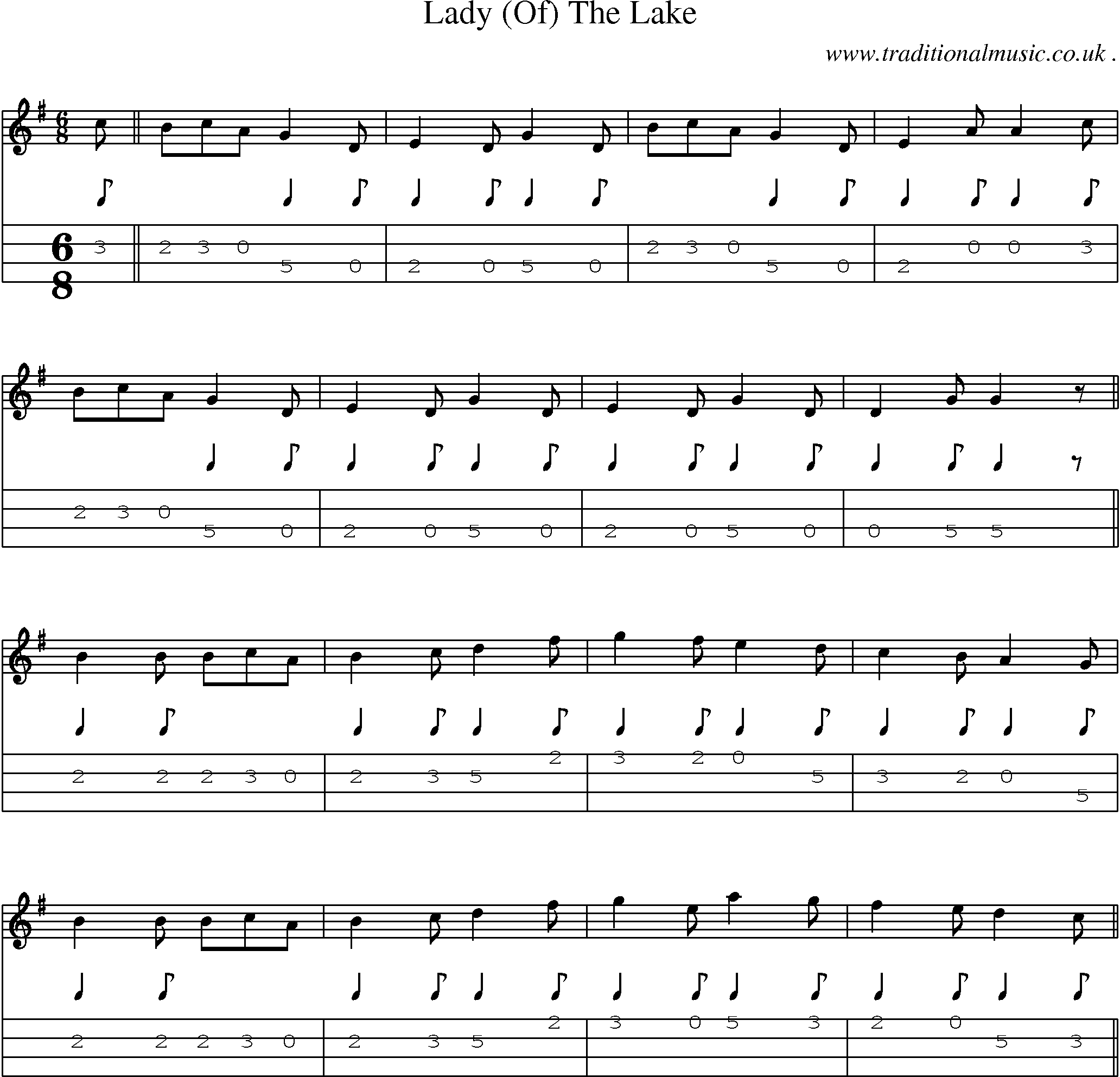 Sheet-Music and Mandolin Tabs for Lady (of) The Lake