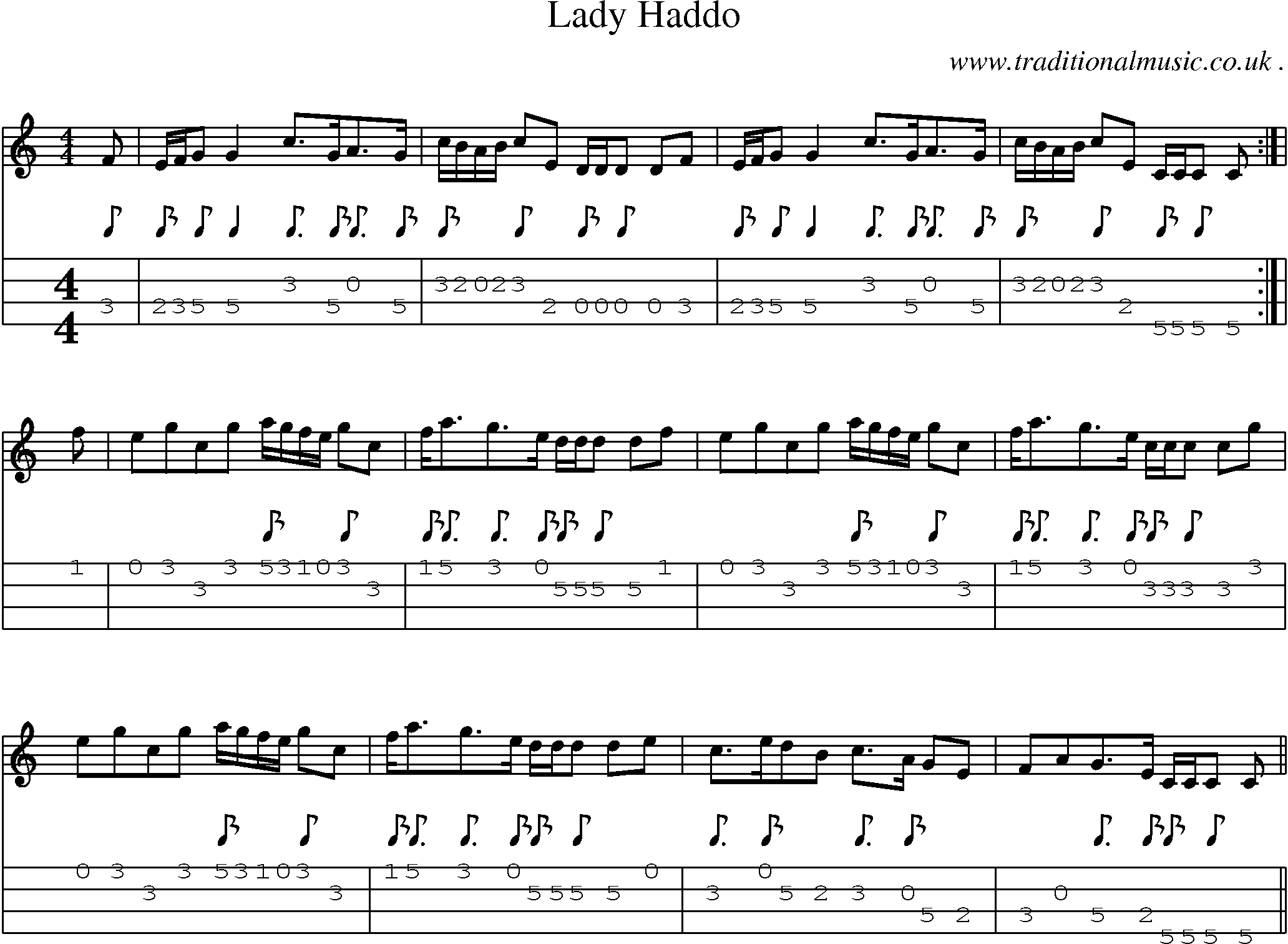 Sheet-Music and Mandolin Tabs for Lady Haddo