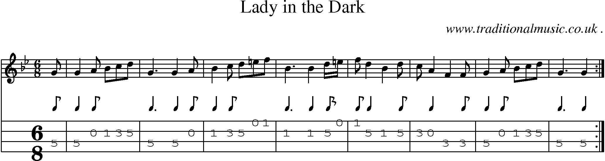 Sheet-Music and Mandolin Tabs for Lady In The Dark
