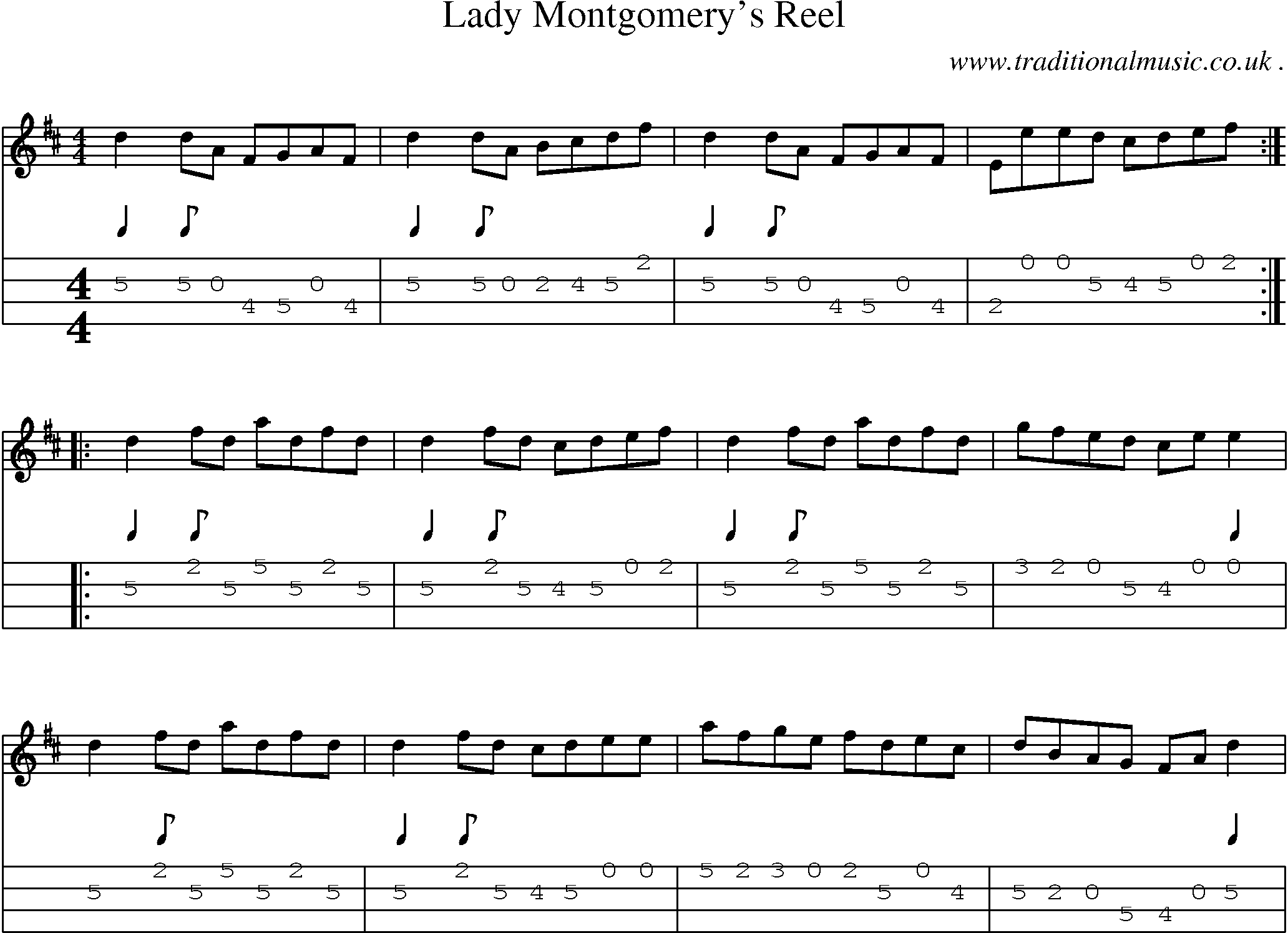 Sheet-Music and Mandolin Tabs for Lady Montgomerys Reel
