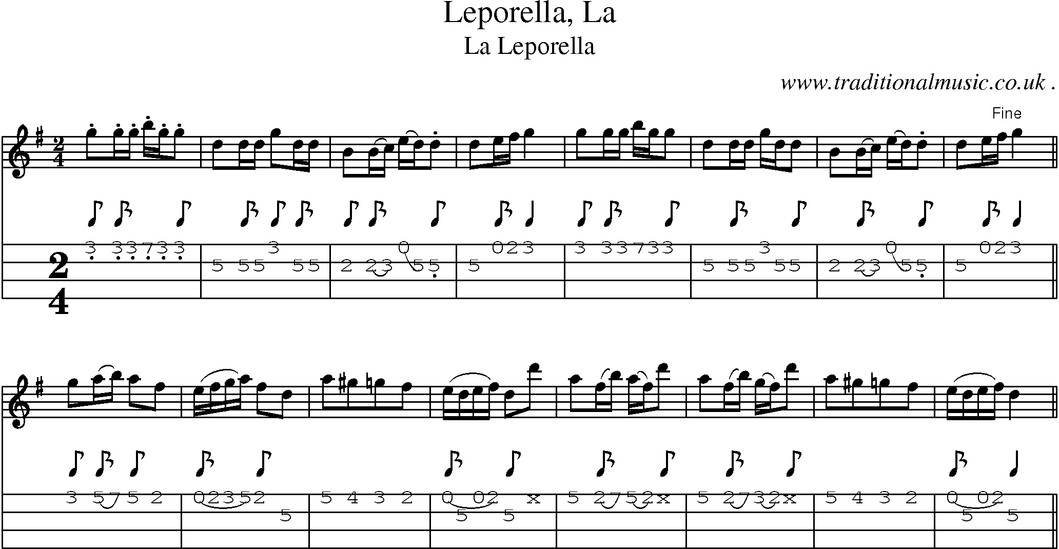 Sheet-Music and Mandolin Tabs for Leporella La