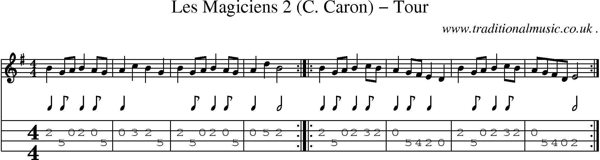 Sheet-Music and Mandolin Tabs for Les Magiciens 2 (c Caron) Tour