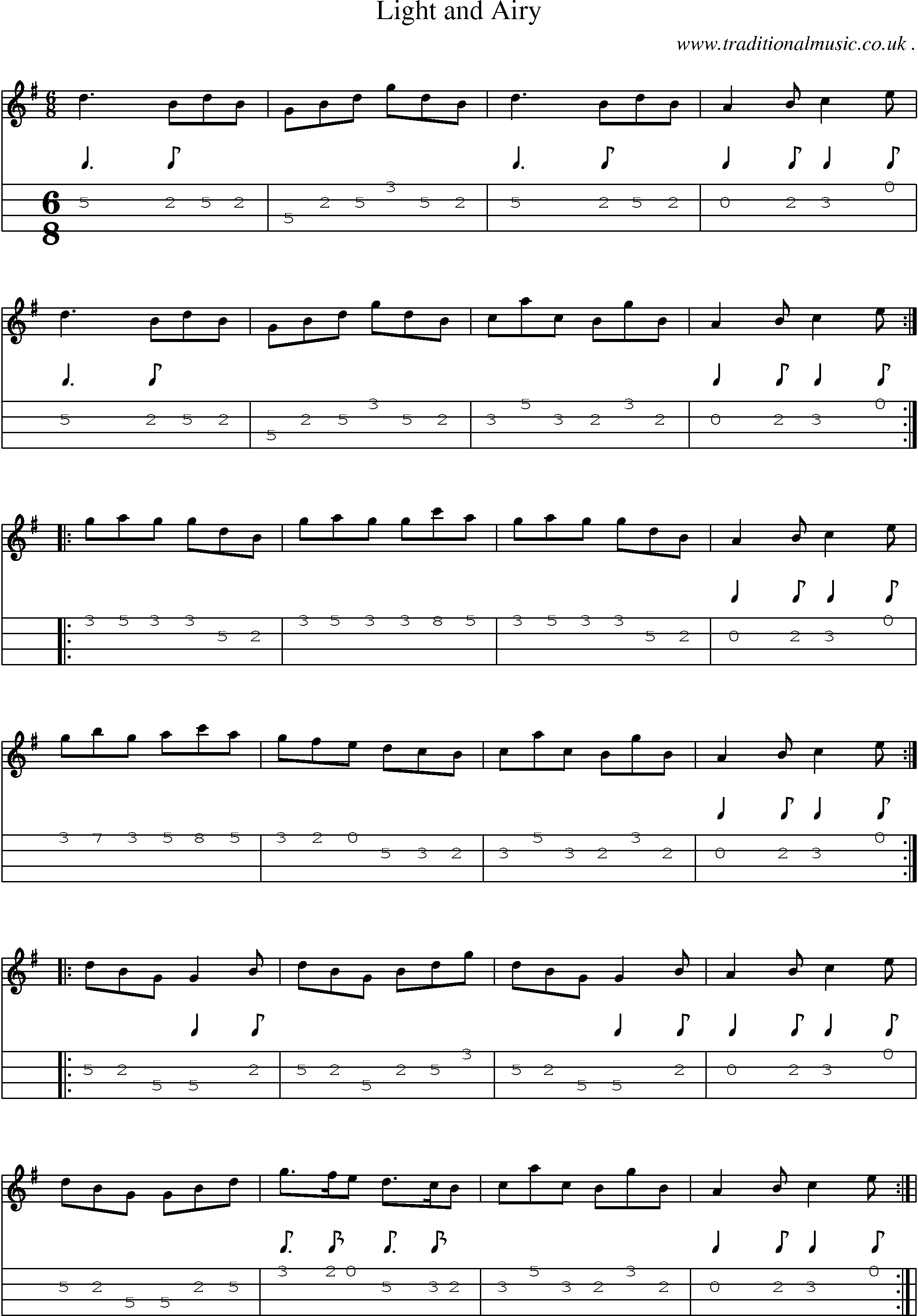 Sheet-Music and Mandolin Tabs for Light And Airy