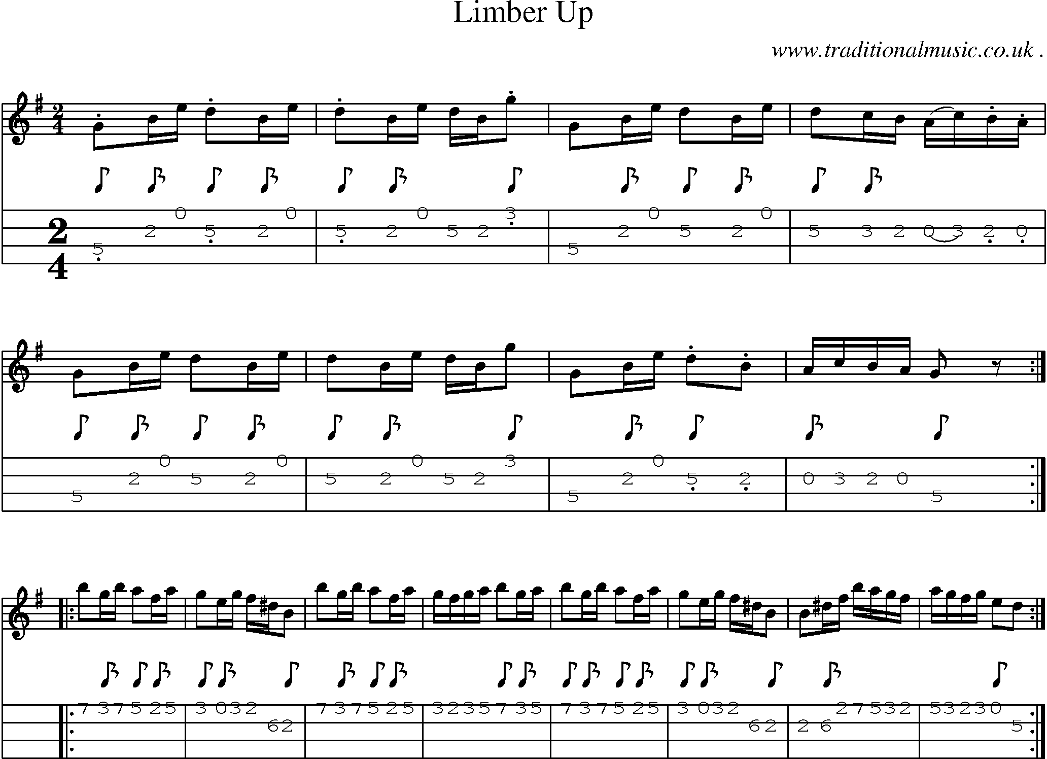Sheet-Music and Mandolin Tabs for Limber Up