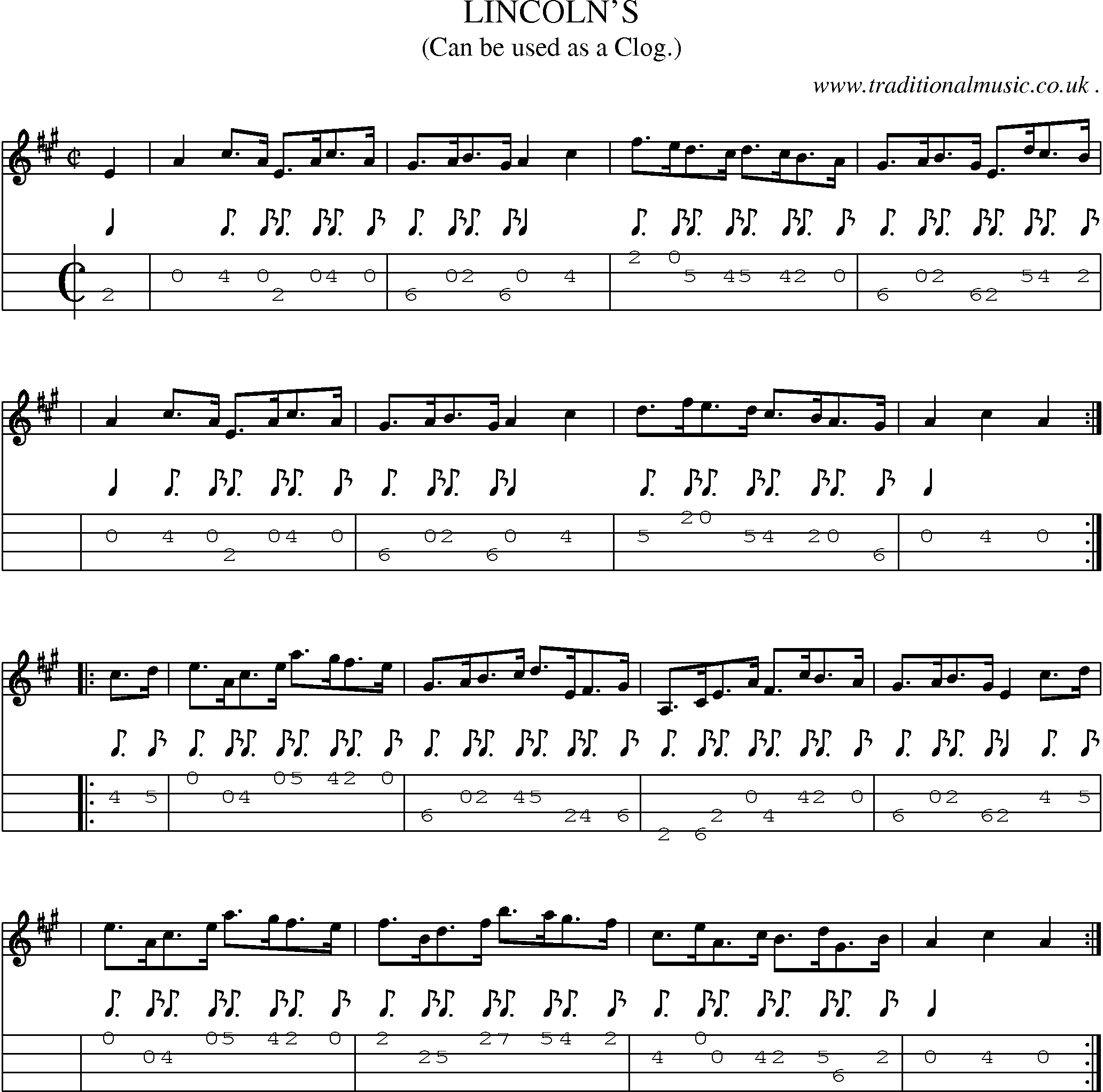 Sheet-Music and Mandolin Tabs for Lincolns