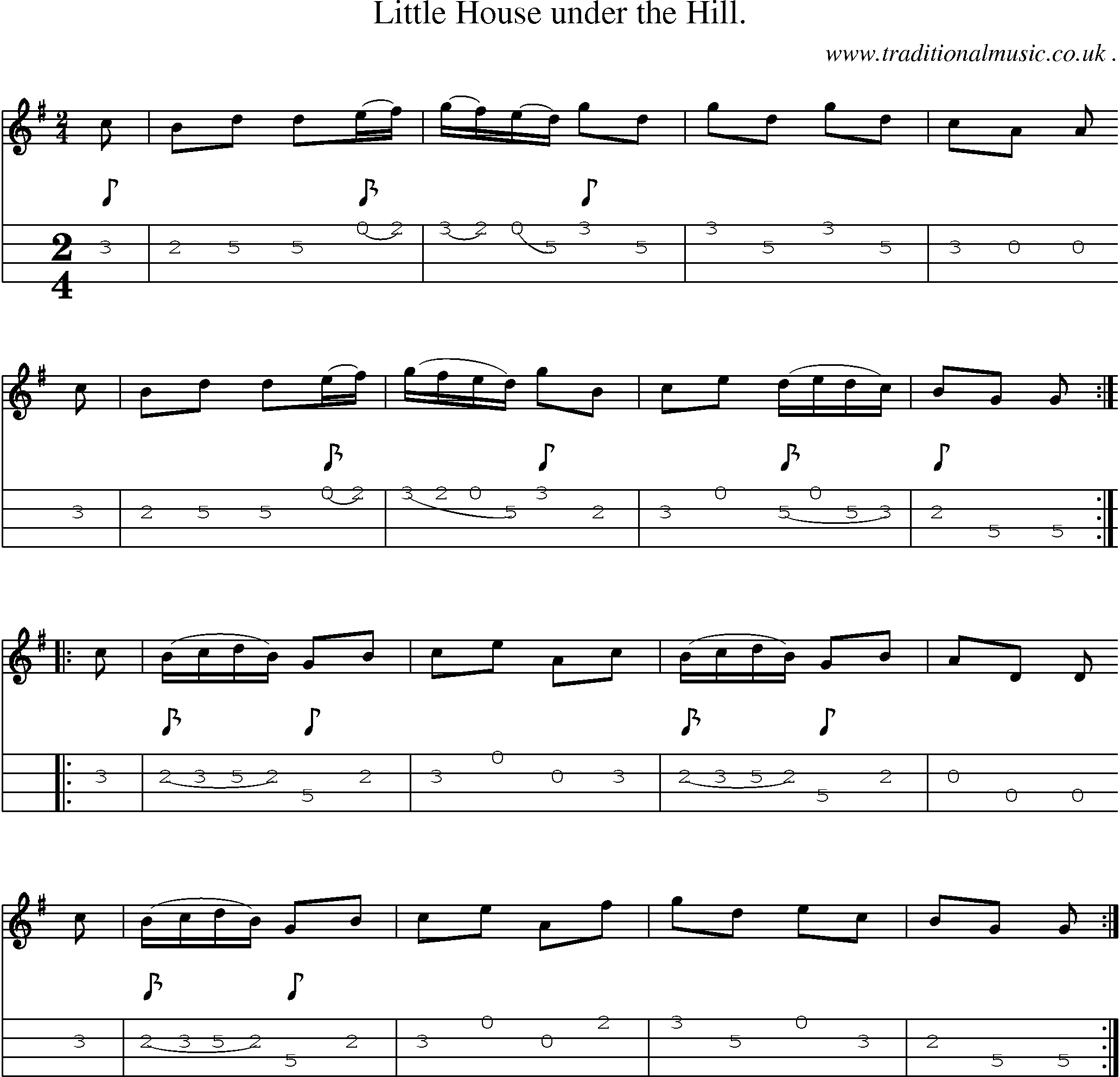 Sheet-Music and Mandolin Tabs for Little House Under The Hill