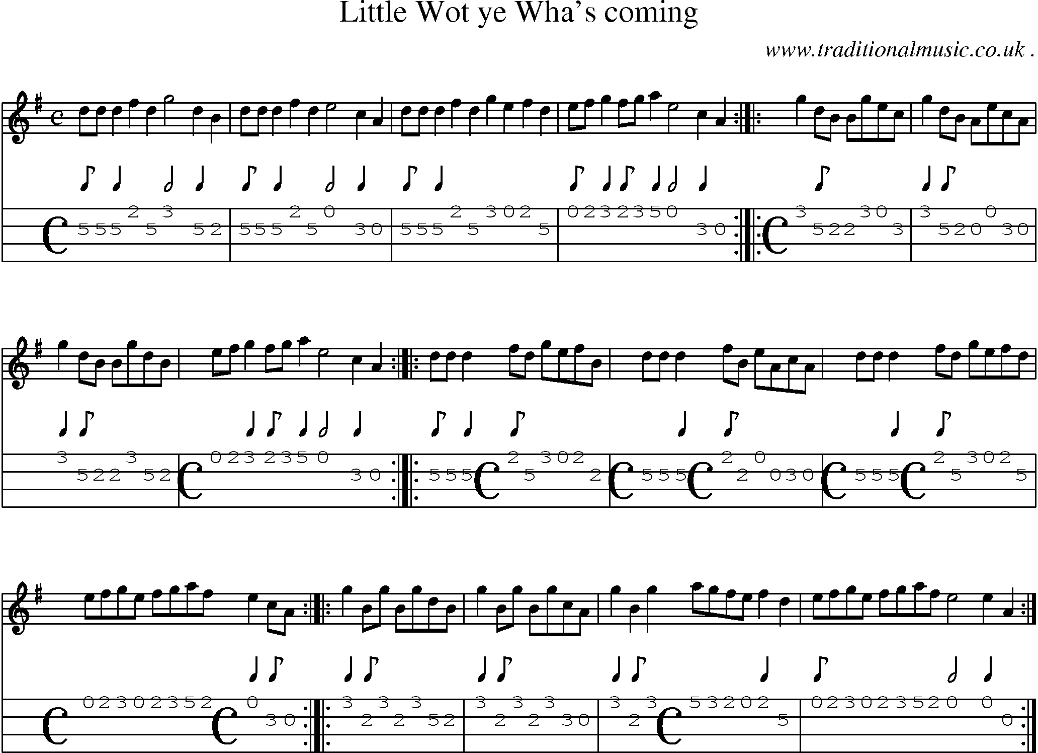 Sheet-Music and Mandolin Tabs for Little Wot Ye Whas Coming