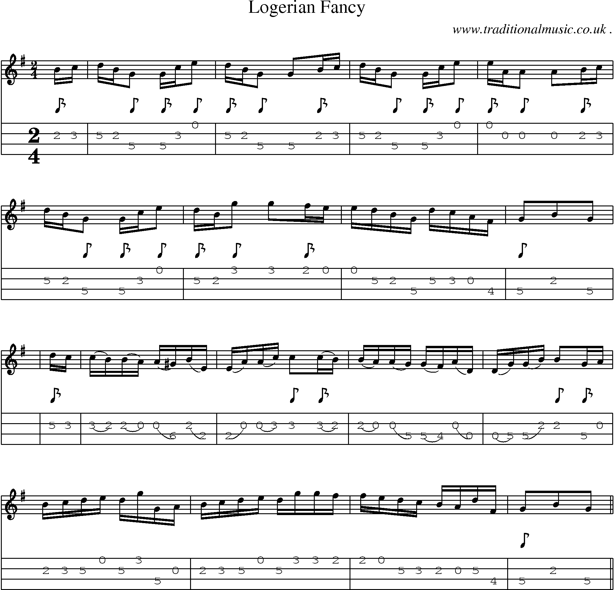 Sheet-Music and Mandolin Tabs for Logerian Fancy