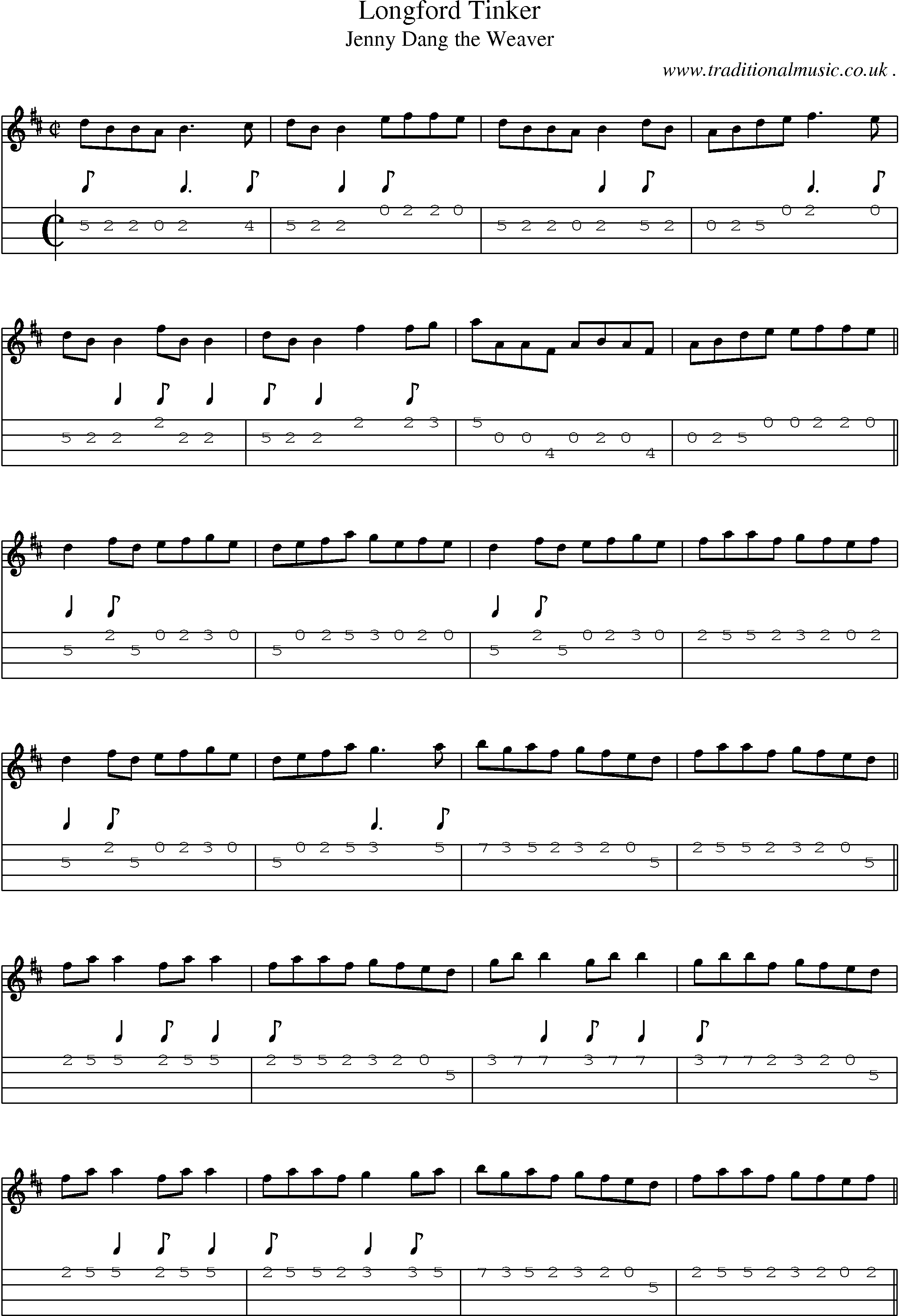 Sheet-Music and Mandolin Tabs for Longford Tinker