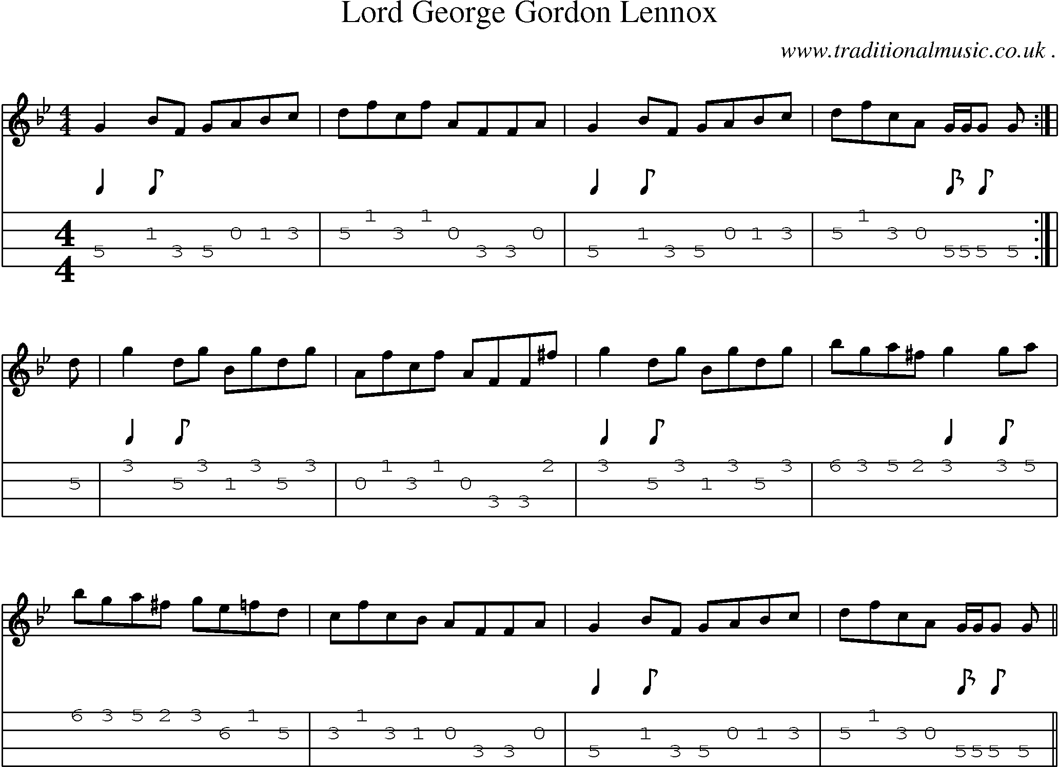 Sheet-Music and Mandolin Tabs for Lord George Gordon Lennox