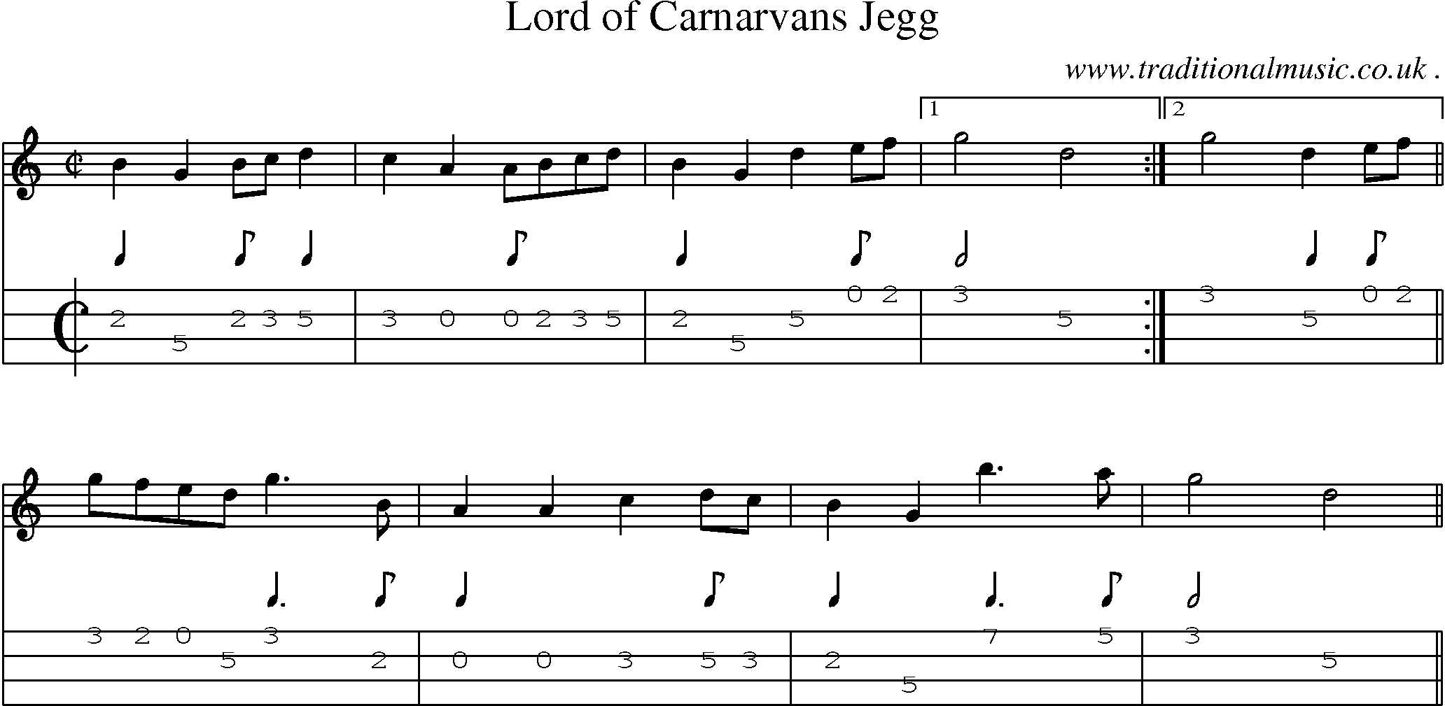 Sheet-Music and Mandolin Tabs for Lord Of Carnarvans Jegg