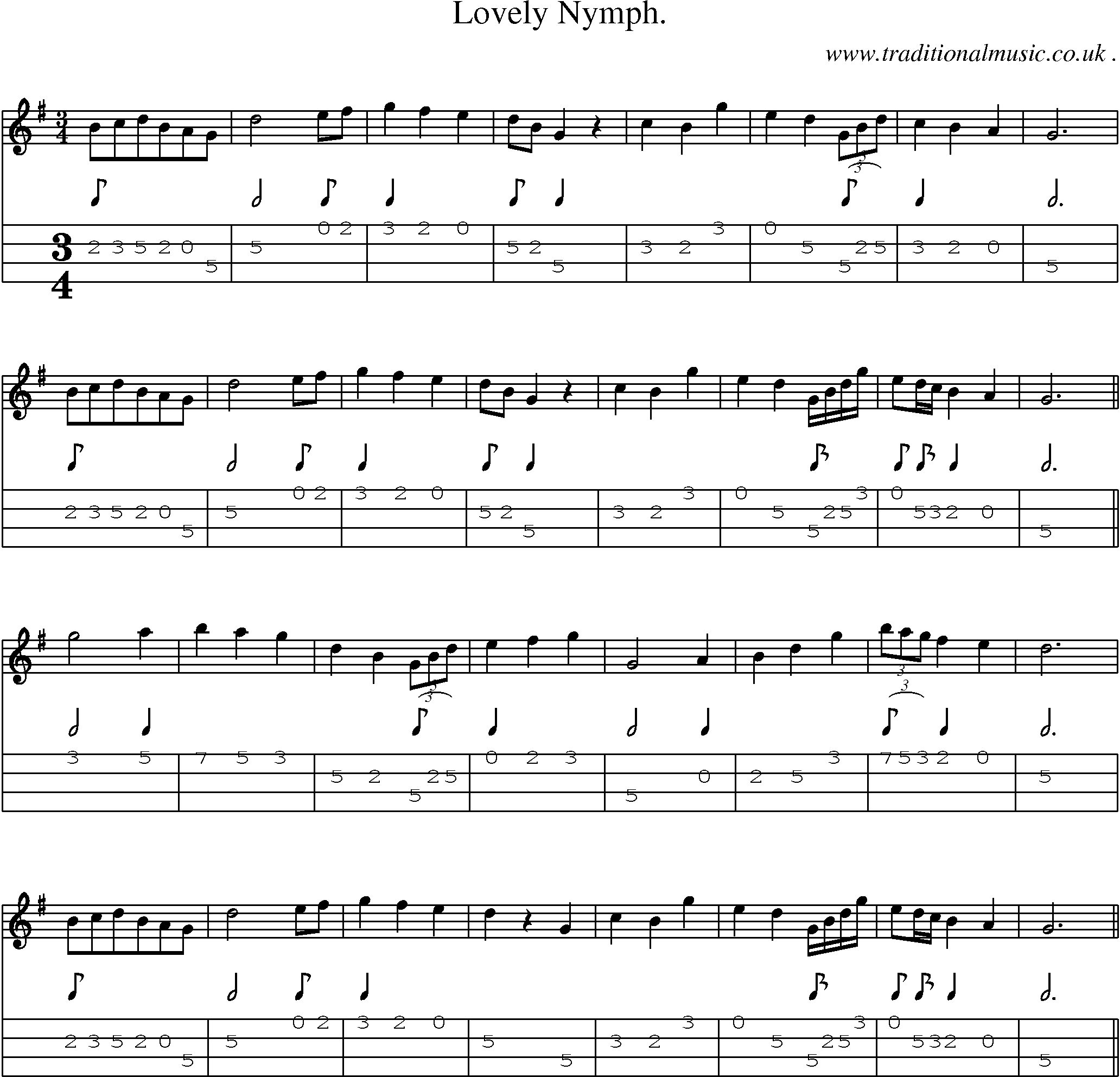 Sheet-Music and Mandolin Tabs for Lovely Nymph