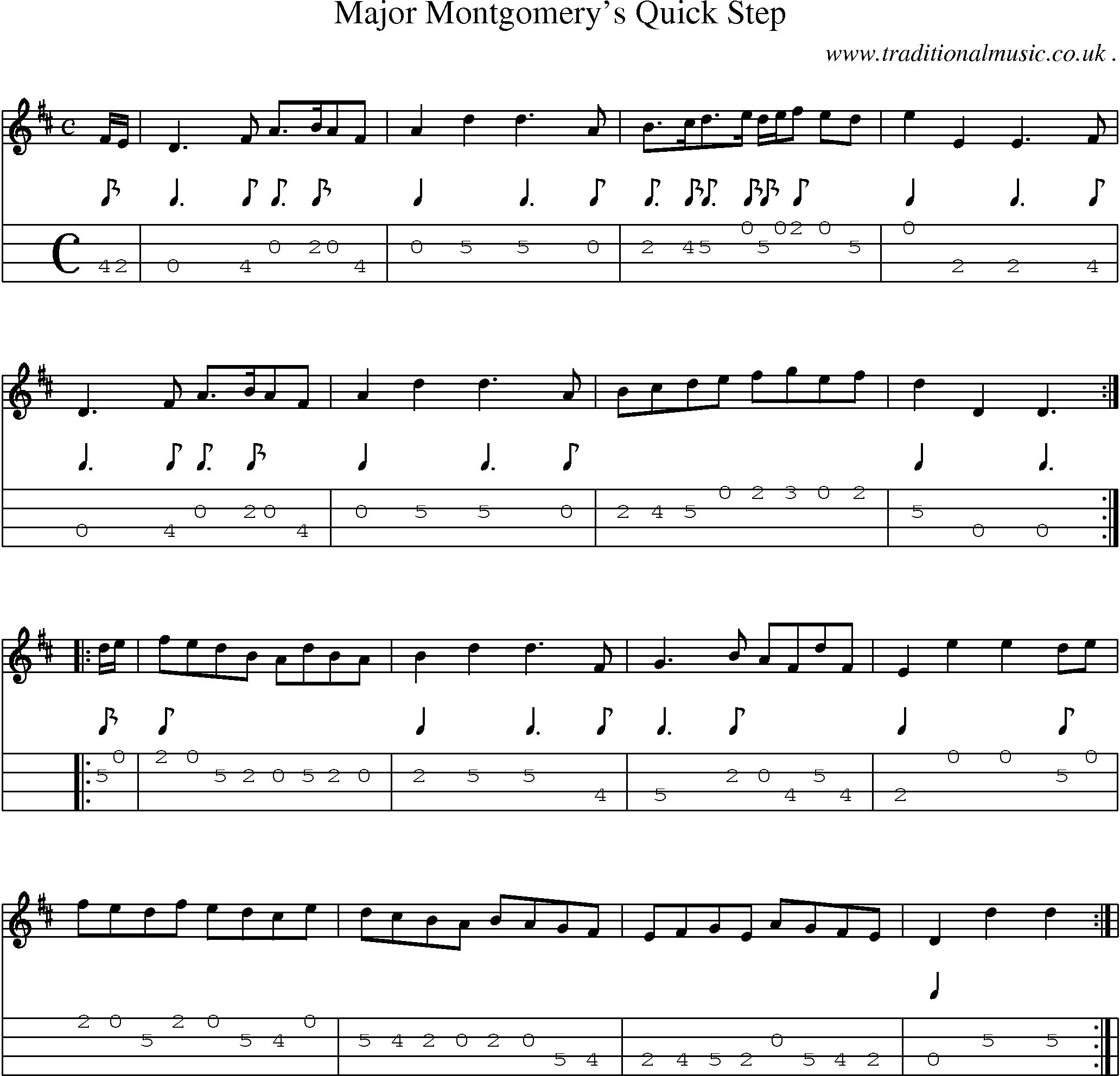 Sheet-Music and Mandolin Tabs for Major Montgomerys Quick Step