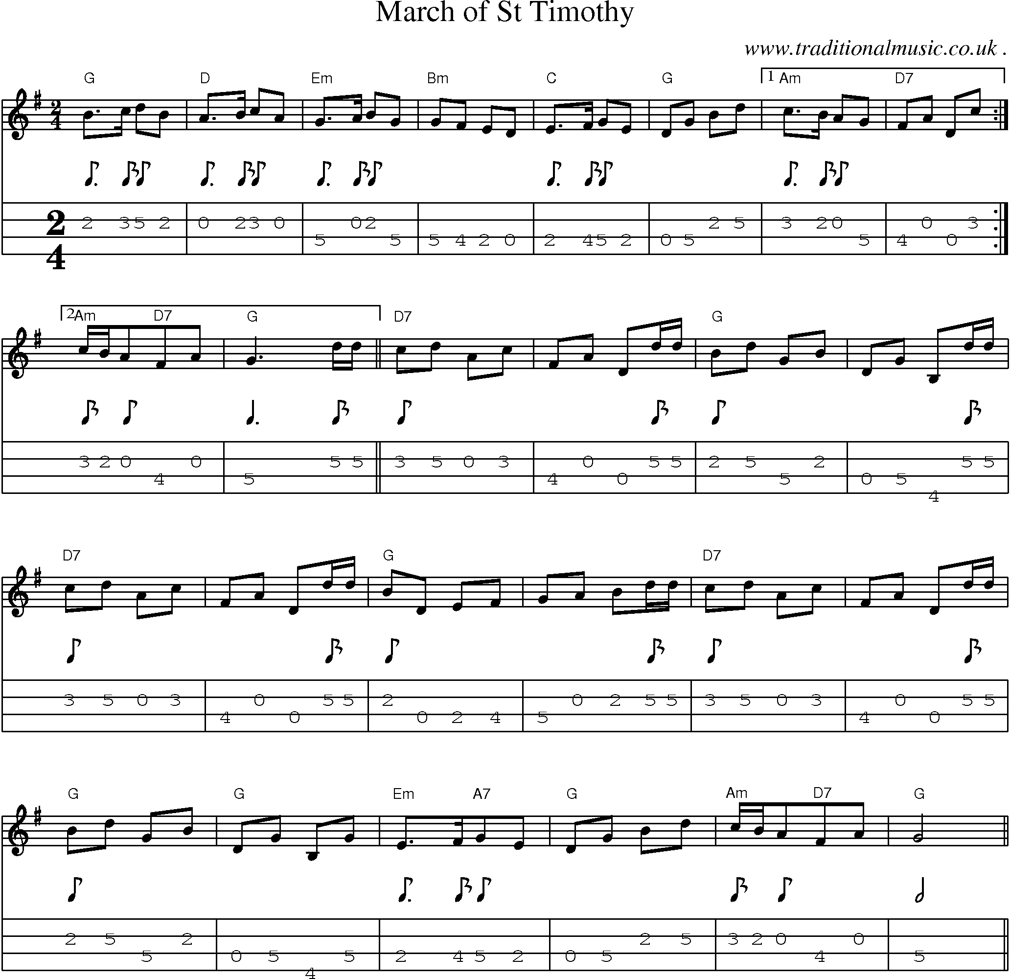 Sheet-Music and Mandolin Tabs for March Of St Timothy
