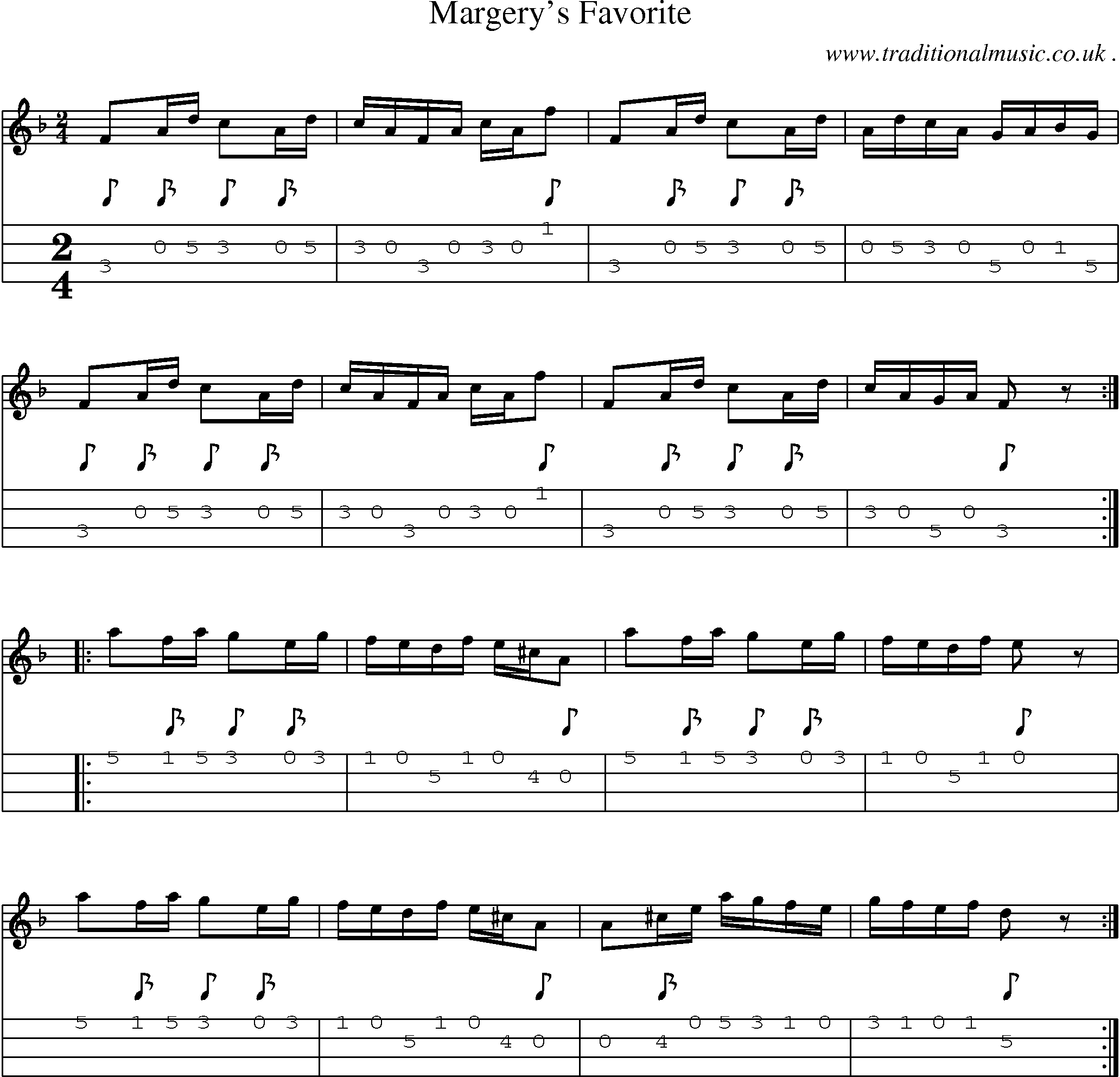 Sheet-Music and Mandolin Tabs for Margerys Favorite